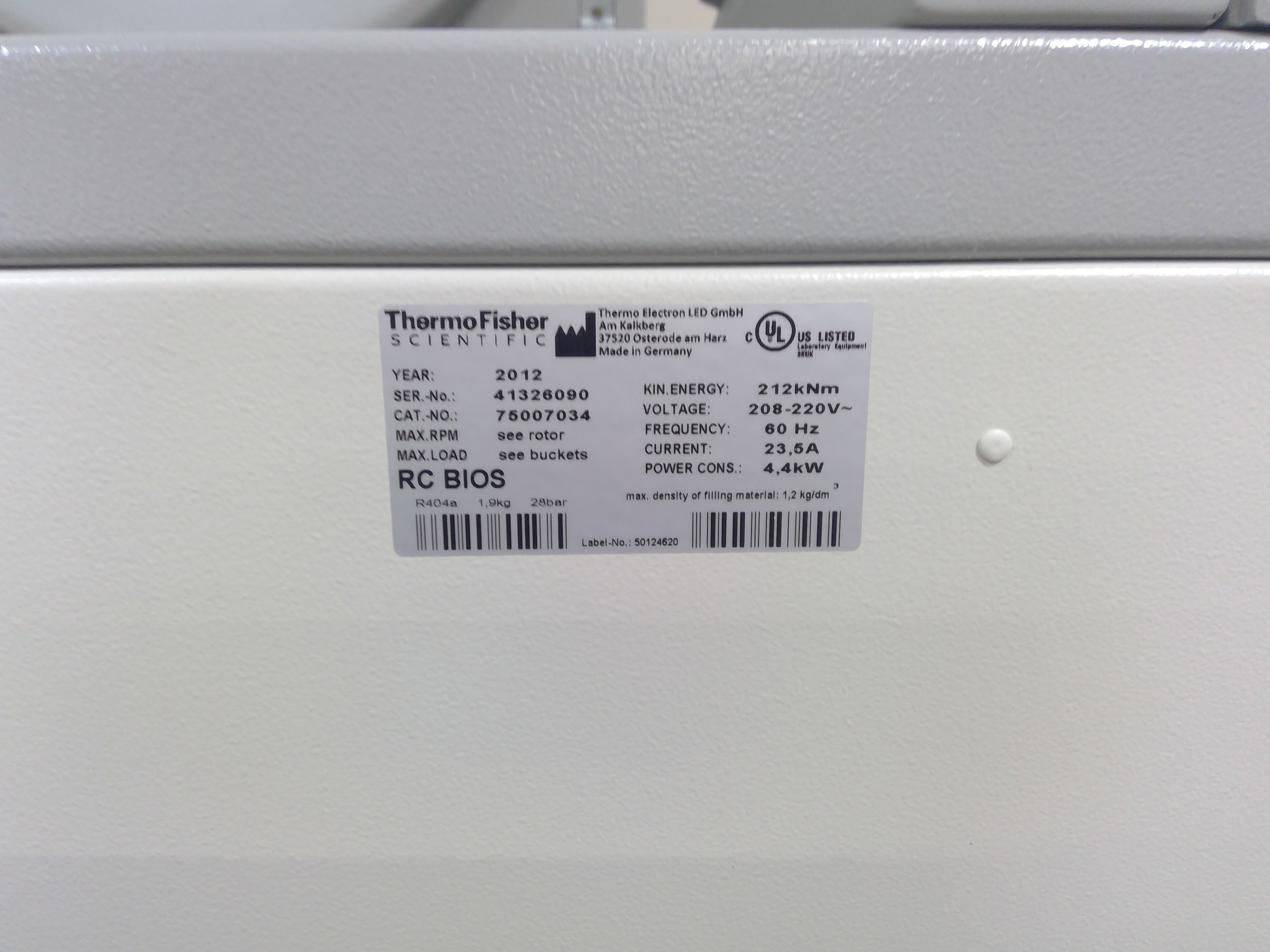 Thermo Scientific RC BIOS Floor Model Centrifuge -10C to +40C 10x1000ml 5500RPM