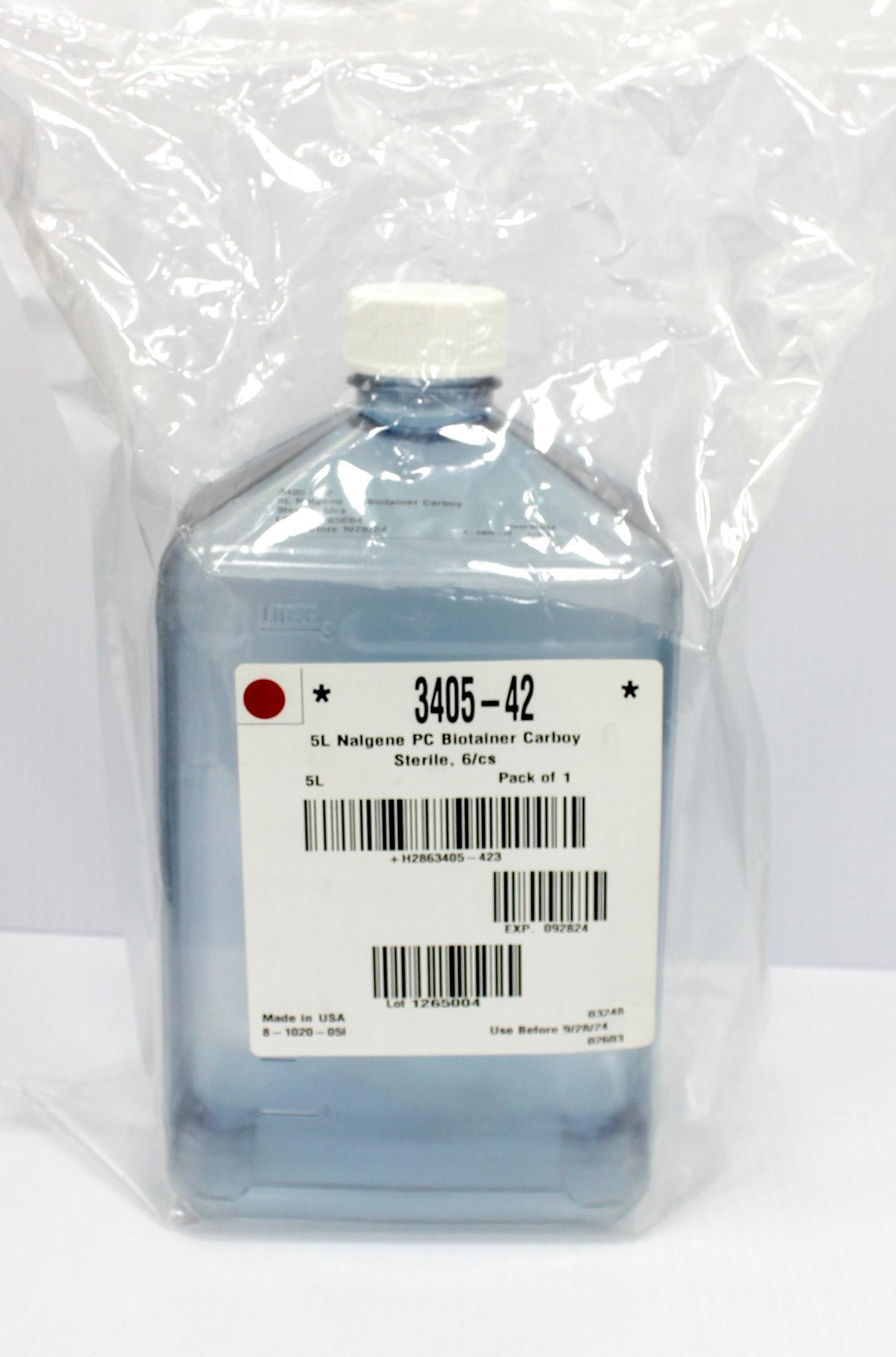 Thermo 3405-42 Biotainer Carboy 5L Pharmaceutical PC for -100C to 100C Use