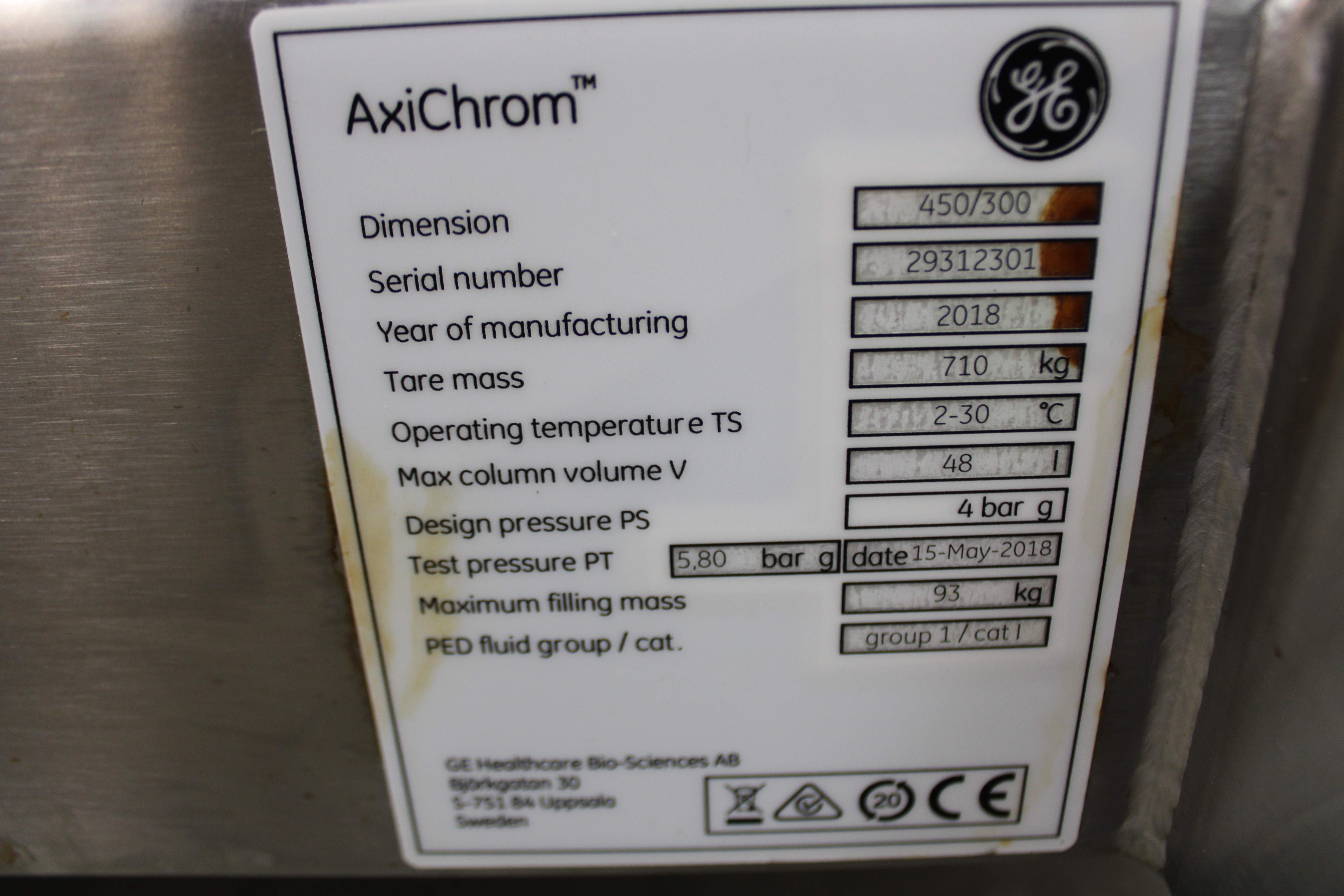 GE AxiChrom 450/300 Chromatography Column, 48L, 2-30C, 2018, Columns