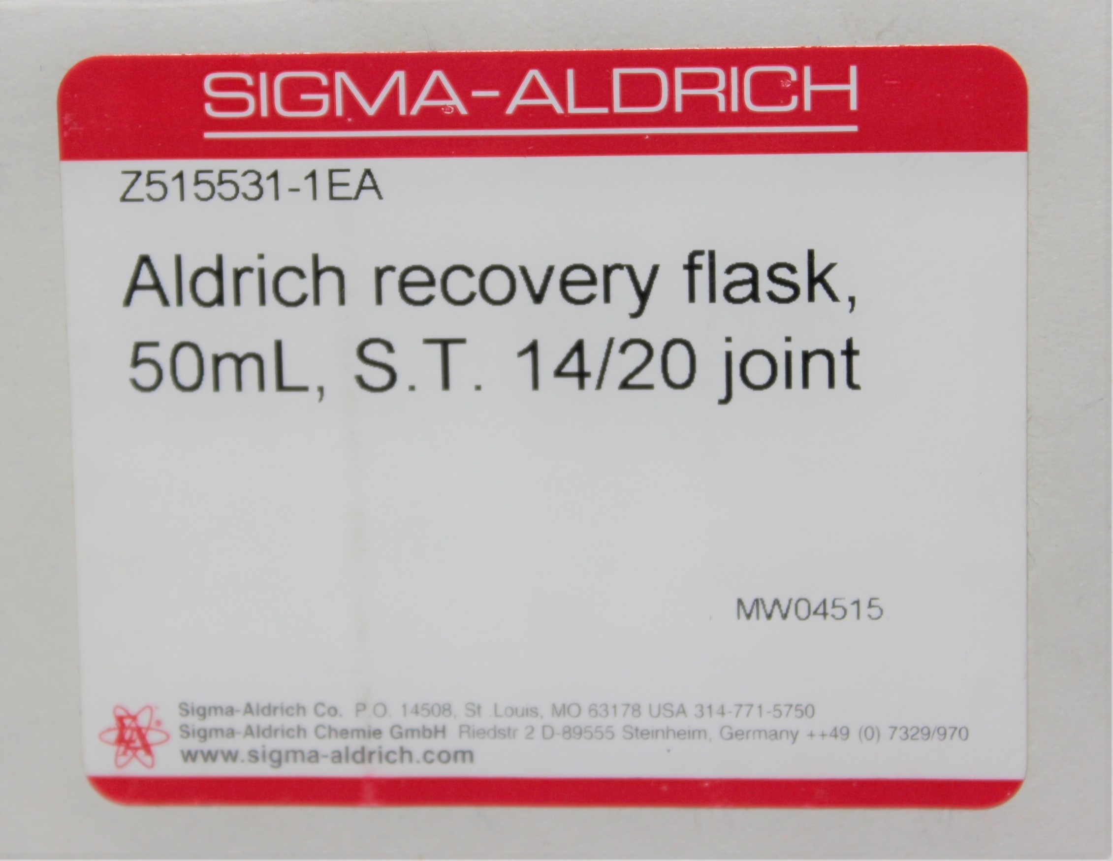 Sigma Recovery Flask 50mL S.T. 14/20 Joint Evaporating Rotary