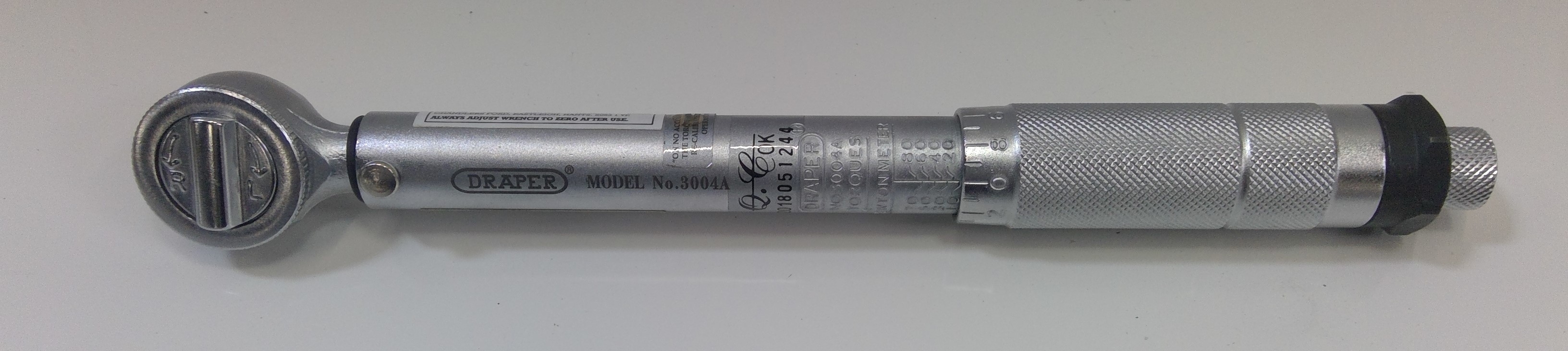 Draper 3004A Torque Wrench 10-80Nm 3/8-Inch Micrometer Sleeve Used