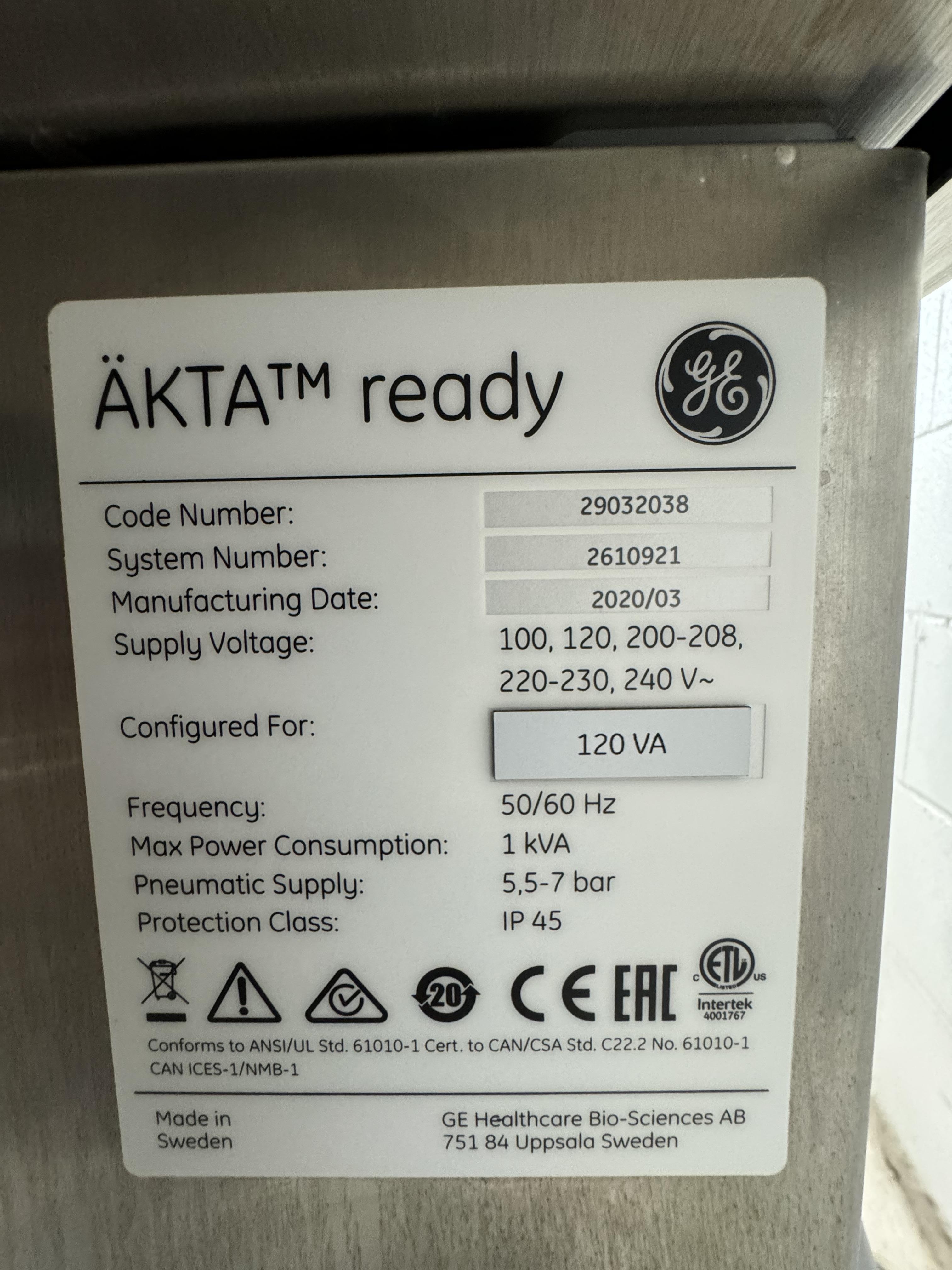 GE AKTA Ready Chromatography System with UV/pH Sensors, Used - 120V 60Hz