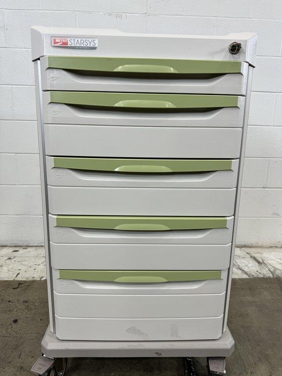 Metro SXRSMDSRG Starsys Facility Cart Key Lock 5 Drawer 42 in H Microban Polymer