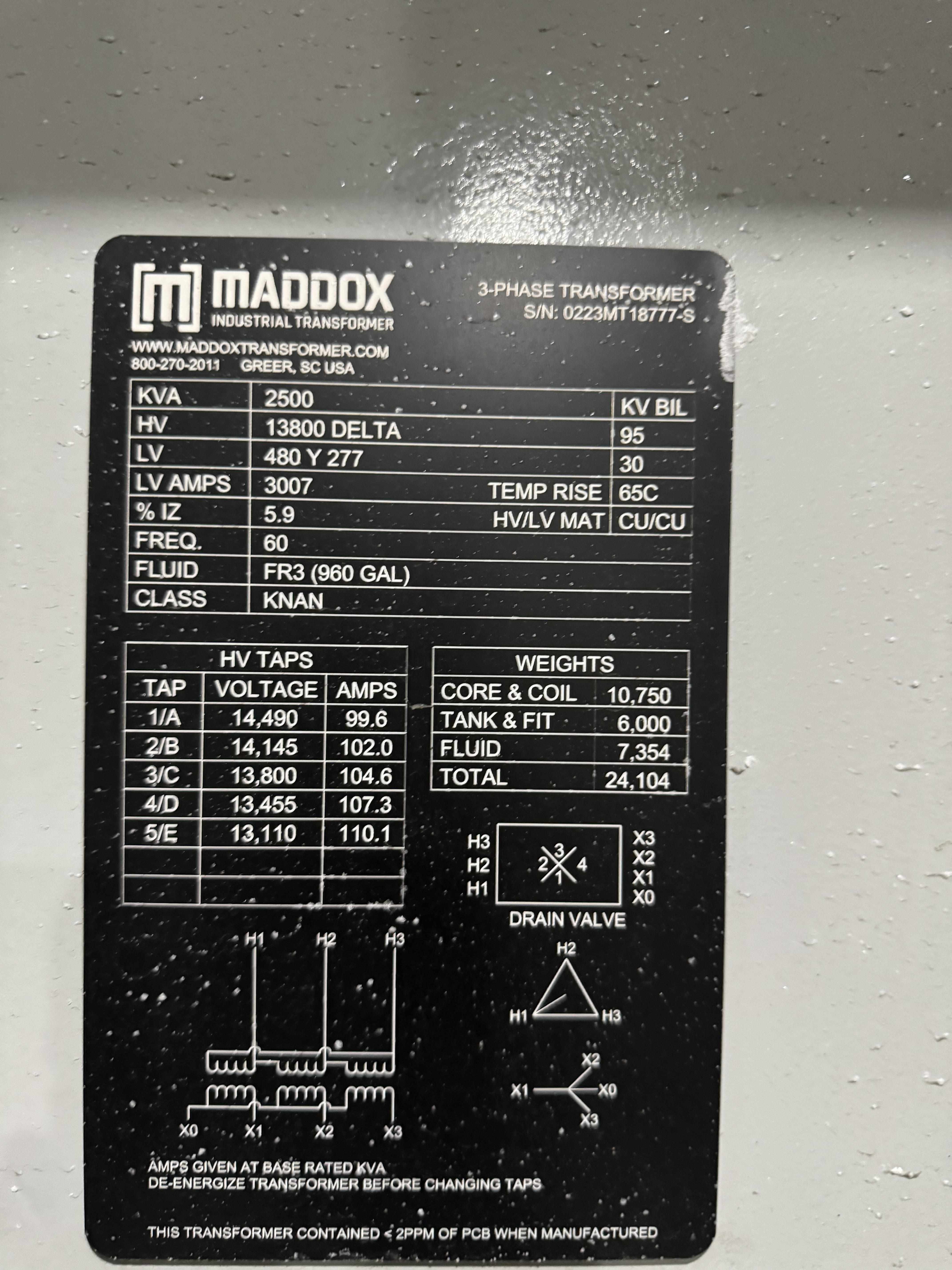 Maddox 3 Phase Transformer - Substation/Power Class, 300-25,000 kVA
