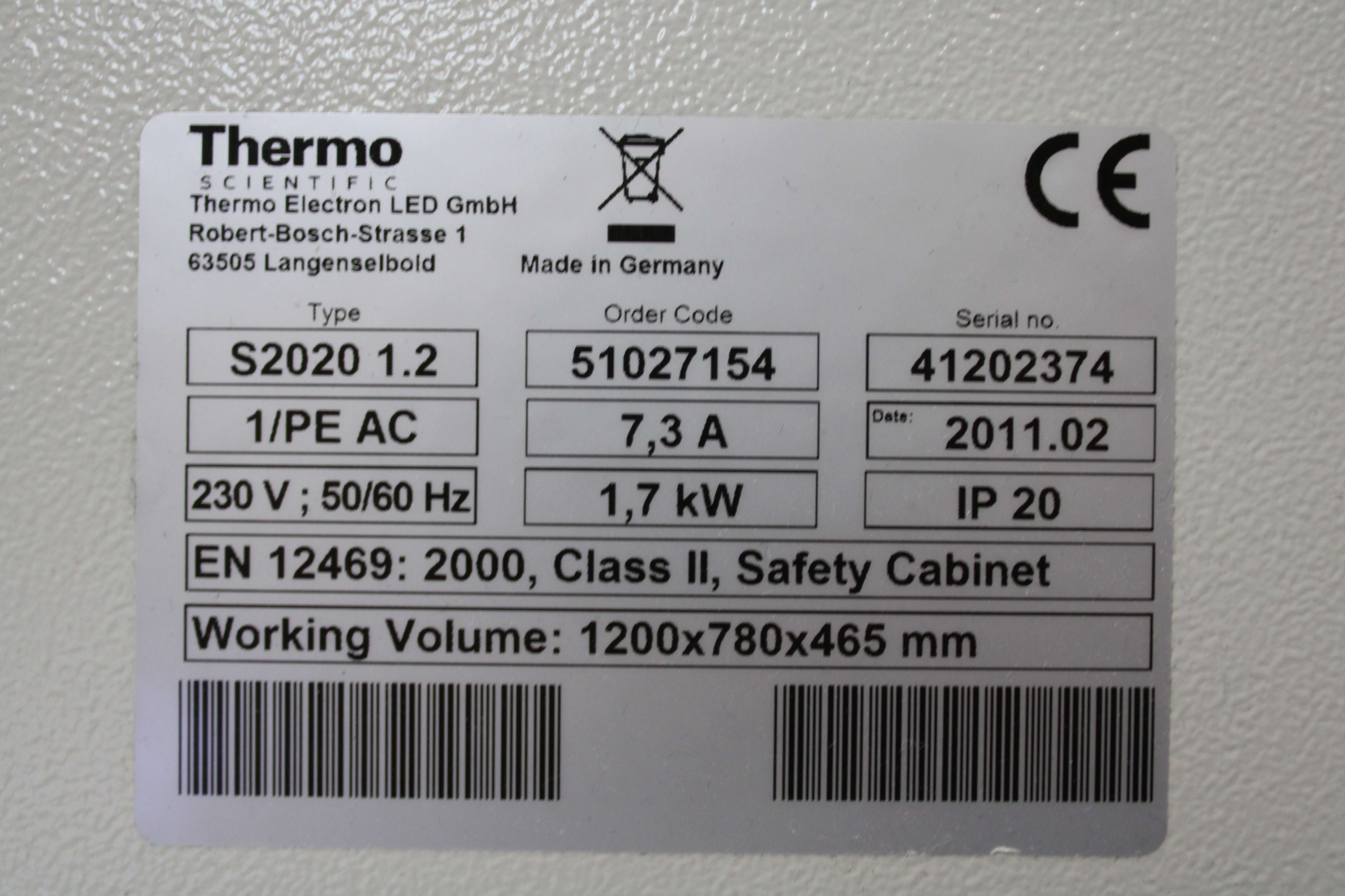 Thermo Safe 2020 4 foot Biosafety Cabinet Class II 230V 50/60Hz