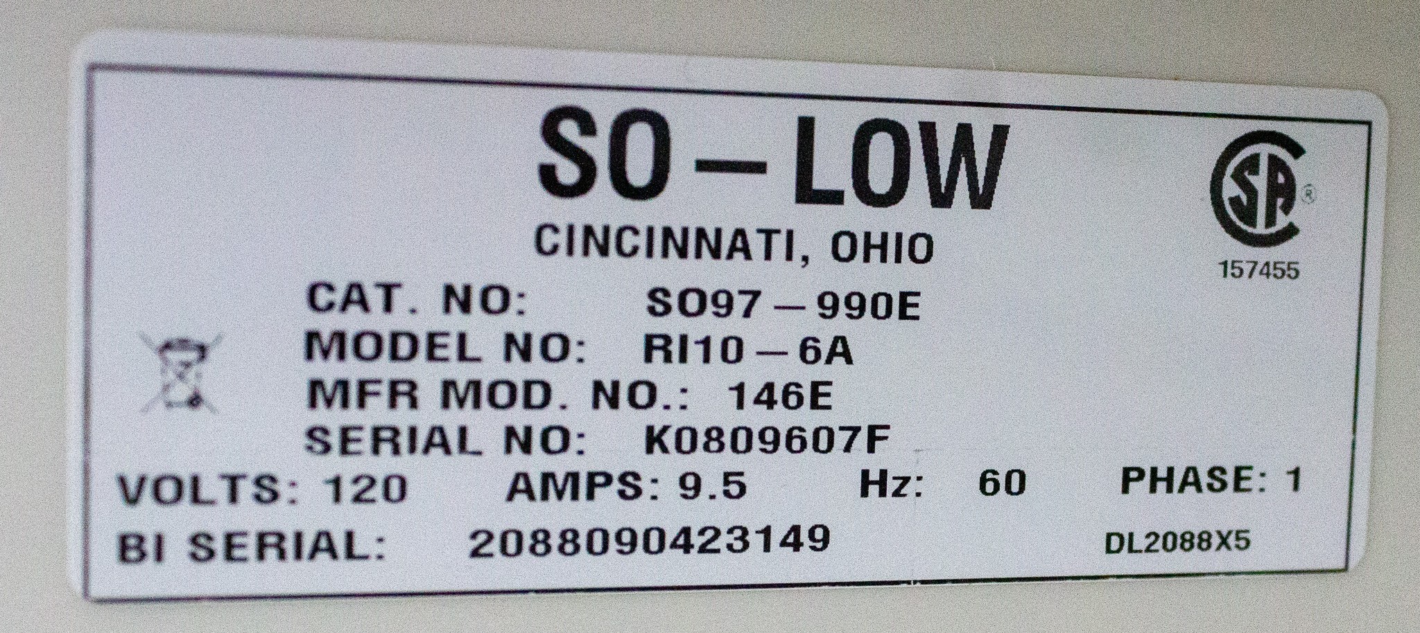 So-Low RI10-6A Low Temperature Incubator, -10 to 60C, Refrigerated BOD