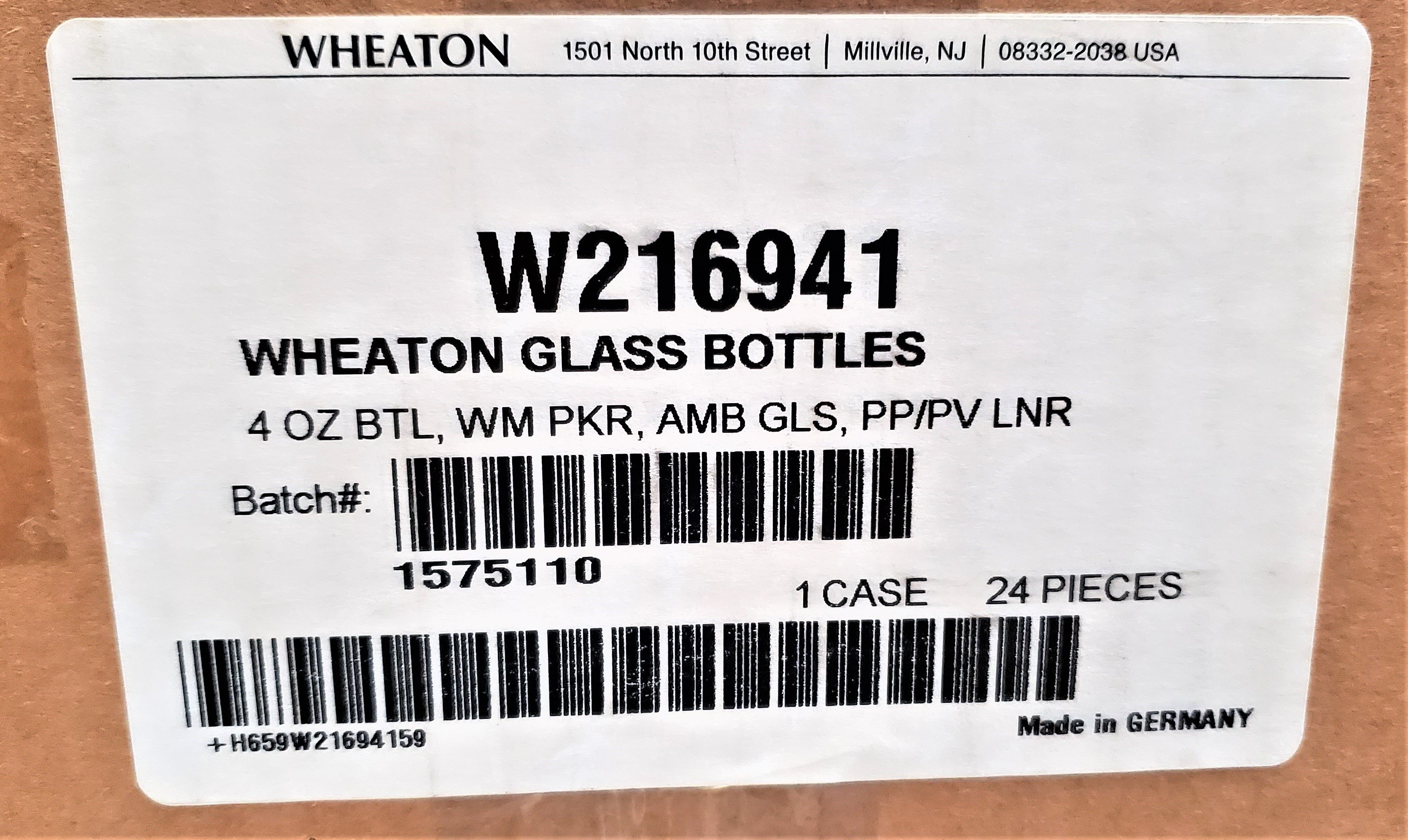 Wheaton 4 oz Amber Glass Bottles Case of 24 Liquid Handling Turn-Key