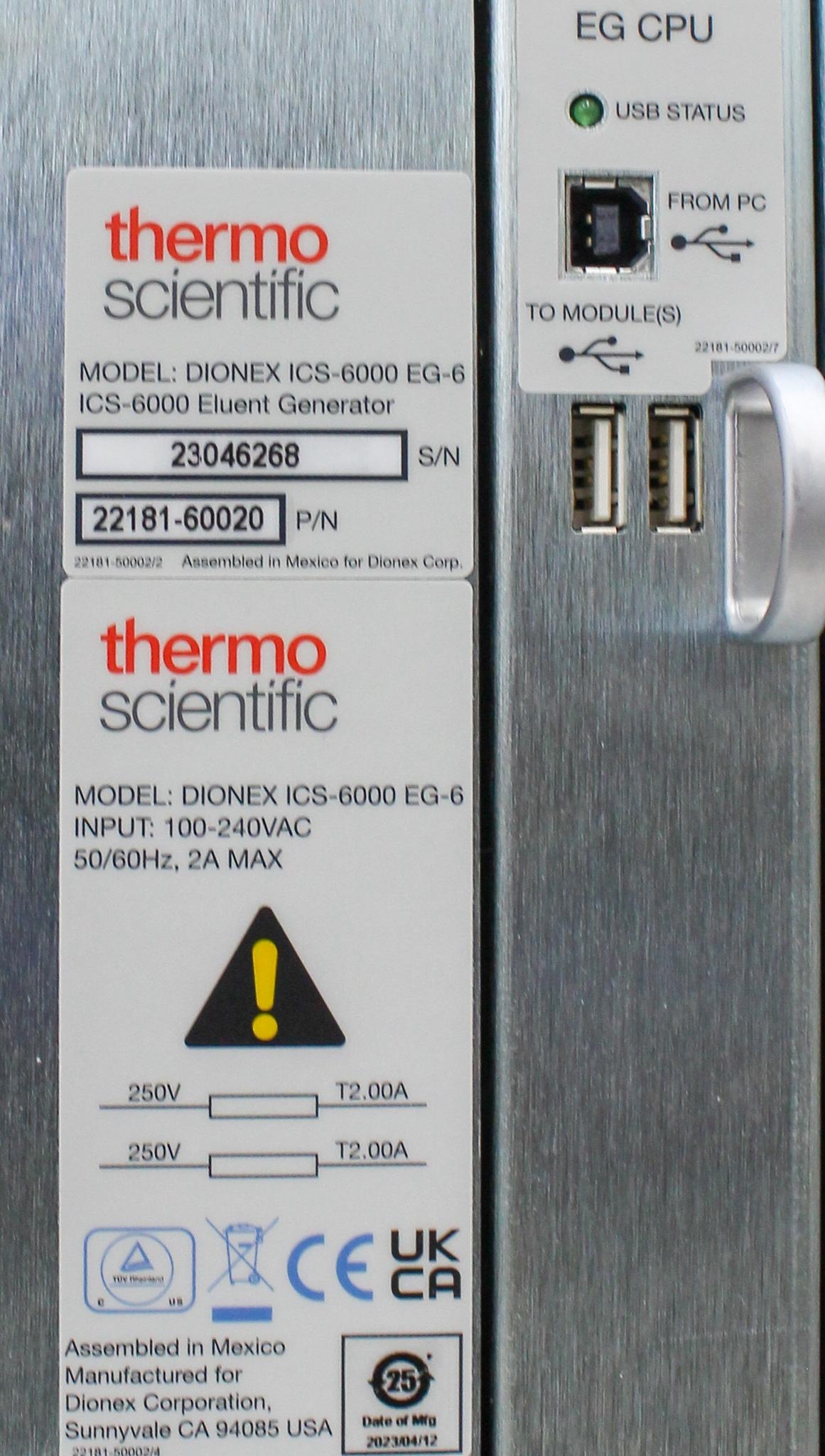 Thermo Scientific Dionex ICS-6000 EG-6 Ion Chromatography System, 120V
