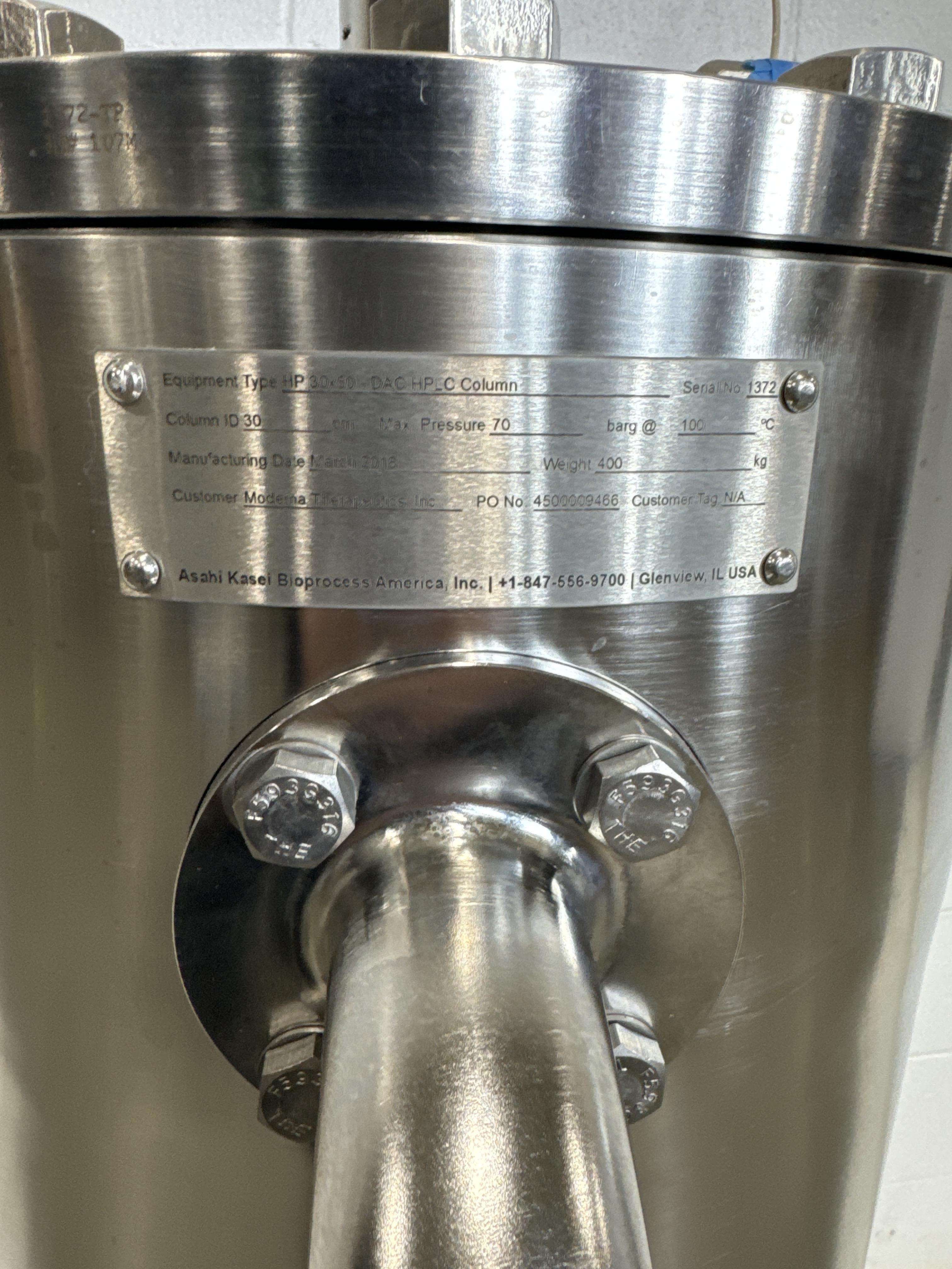 Asahi Kasei 4500009466 LC Bioprocess Column 70 bar Electropolishing ASME CE