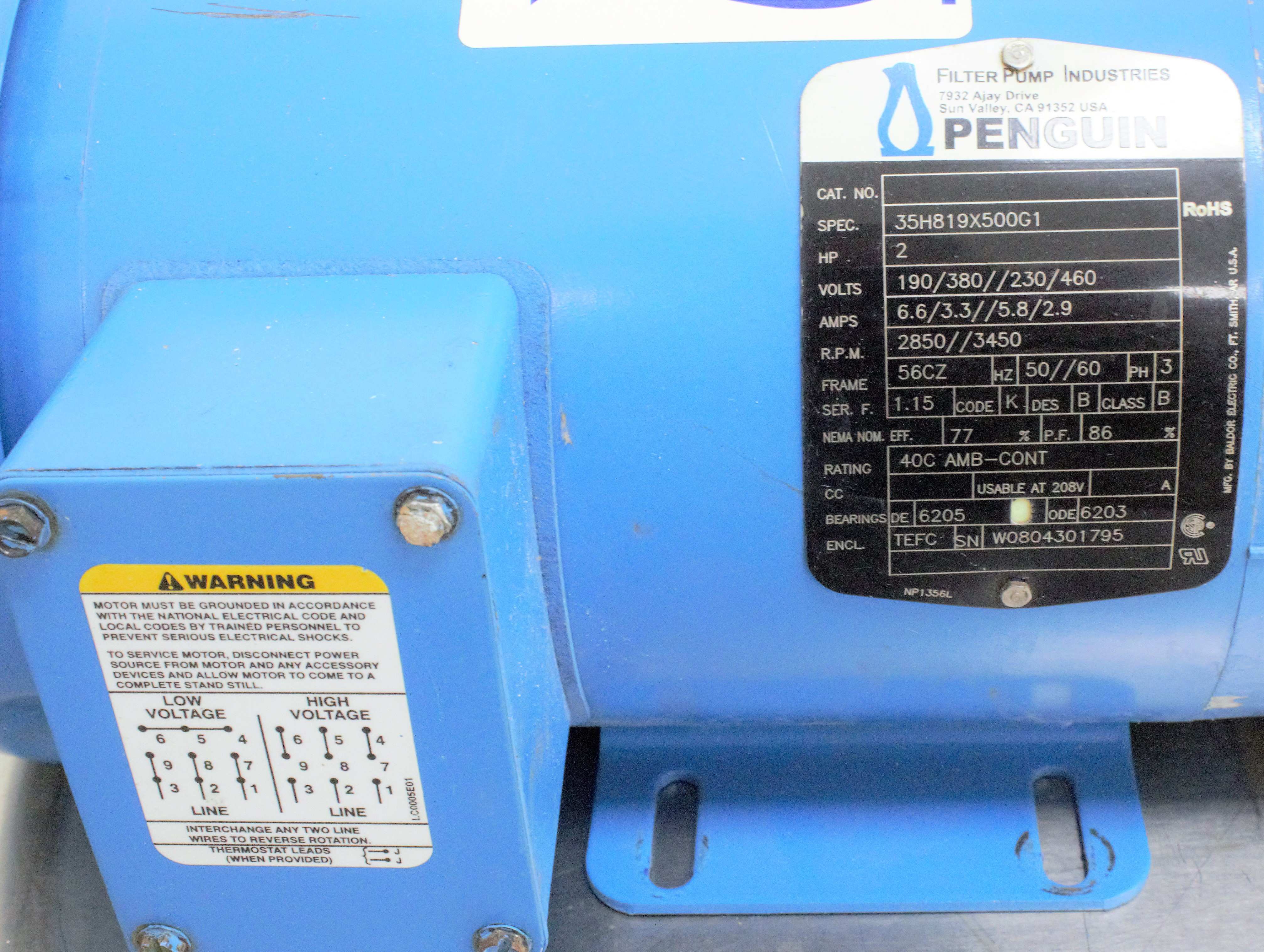 Penguin P-2 Circulation Pump 112GPM 180F Acid-Alkaline Solutions