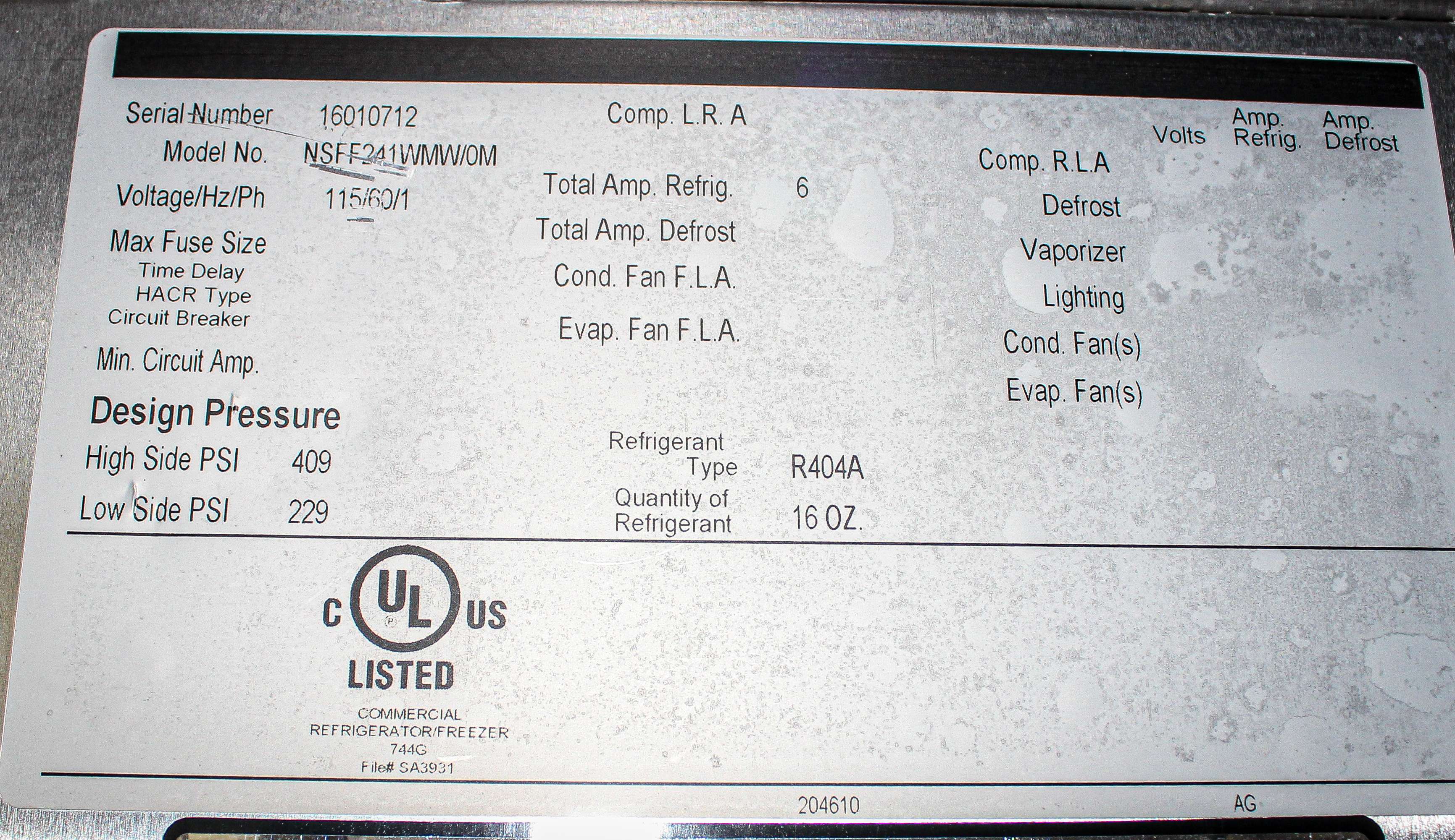 Nor-Lake NSFF241WMW Freezer LP -25C Storage Clinical Lab Use 24 Cu Ft