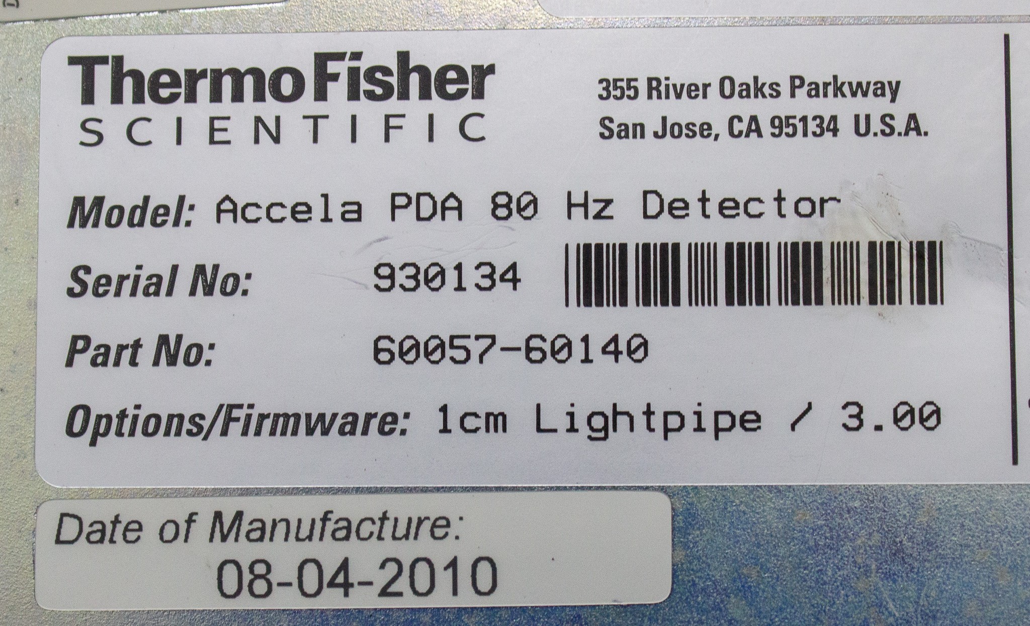 Thermo Accela Detector HPLC/UHPLC LightPipe High Sensitivity 120V 80Hz