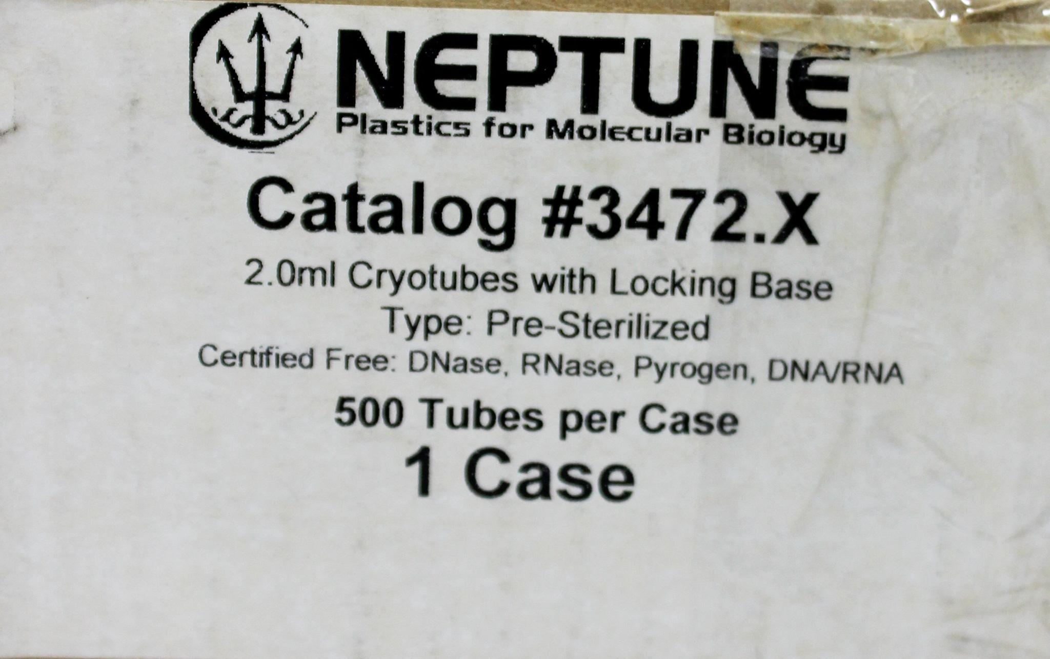 Neptune catalog 3472.X 2.0ml Cryotubes 450 Tubes Pre-sterile Vials