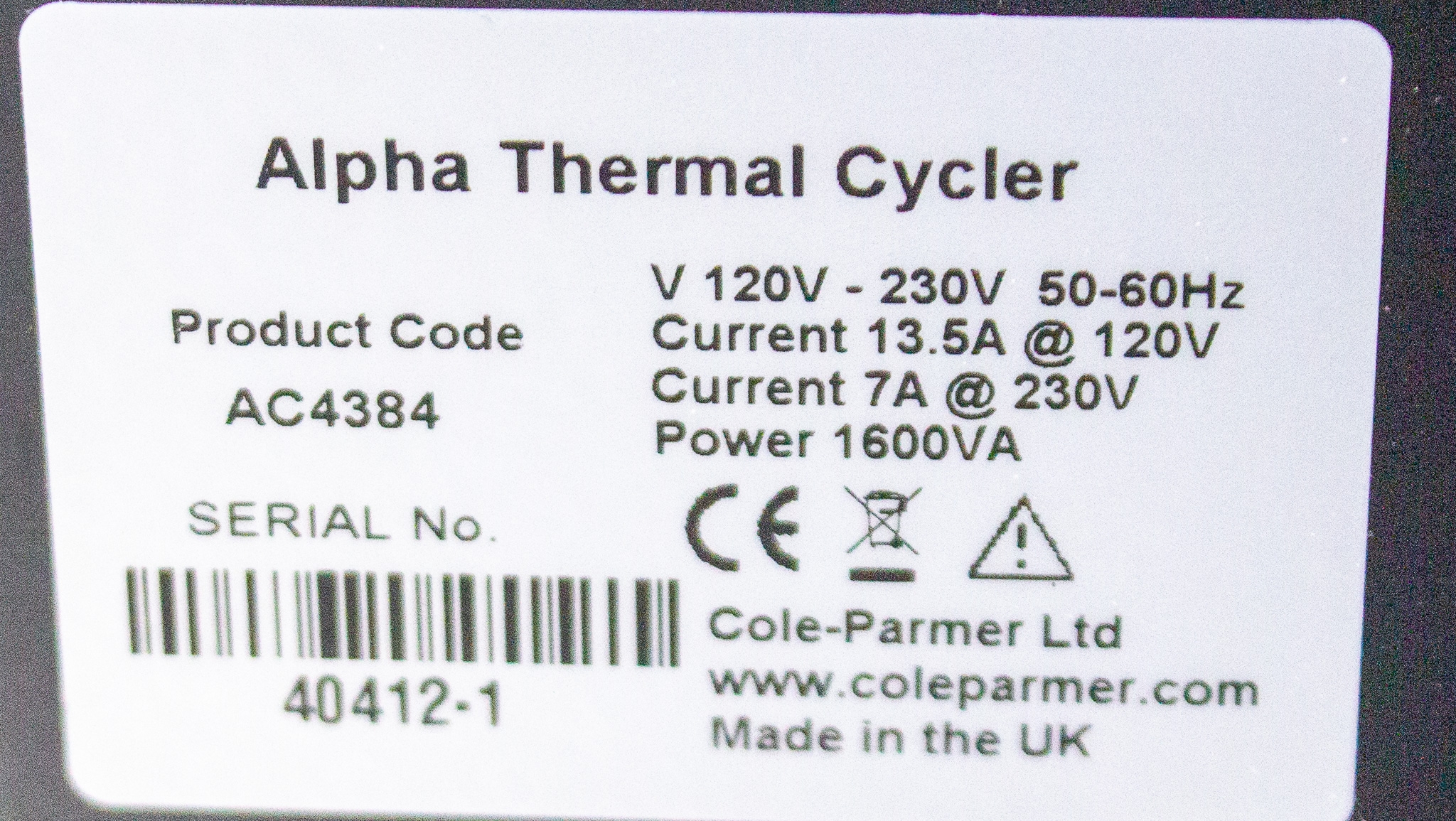 Cole Parmer Alpha Thermal Cycler PCR Equipment Quad 384-Well Block System