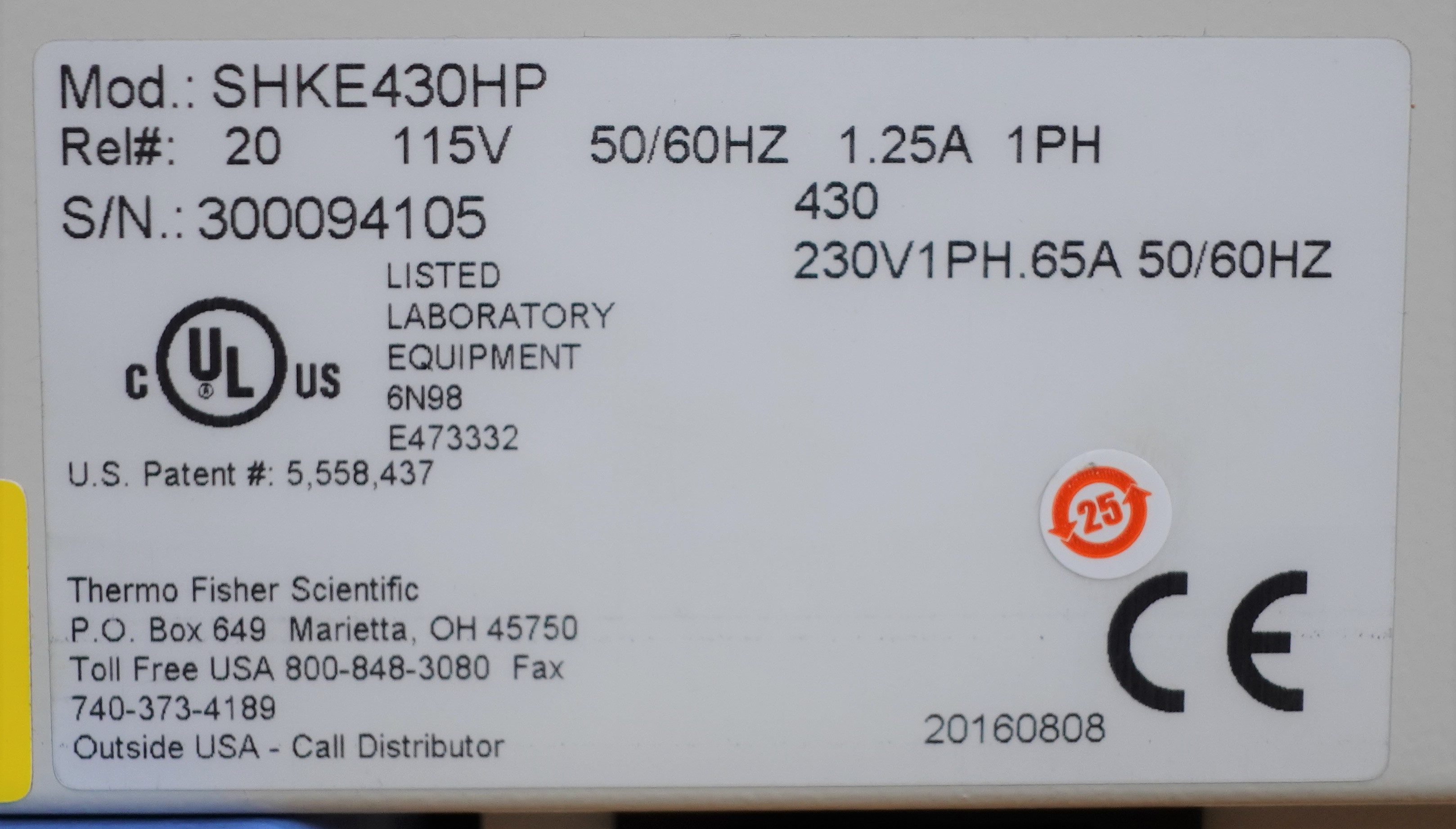 Thermo SHKE430HP Tabletop Orbital Shaker VG 25-525 RPM Open Air