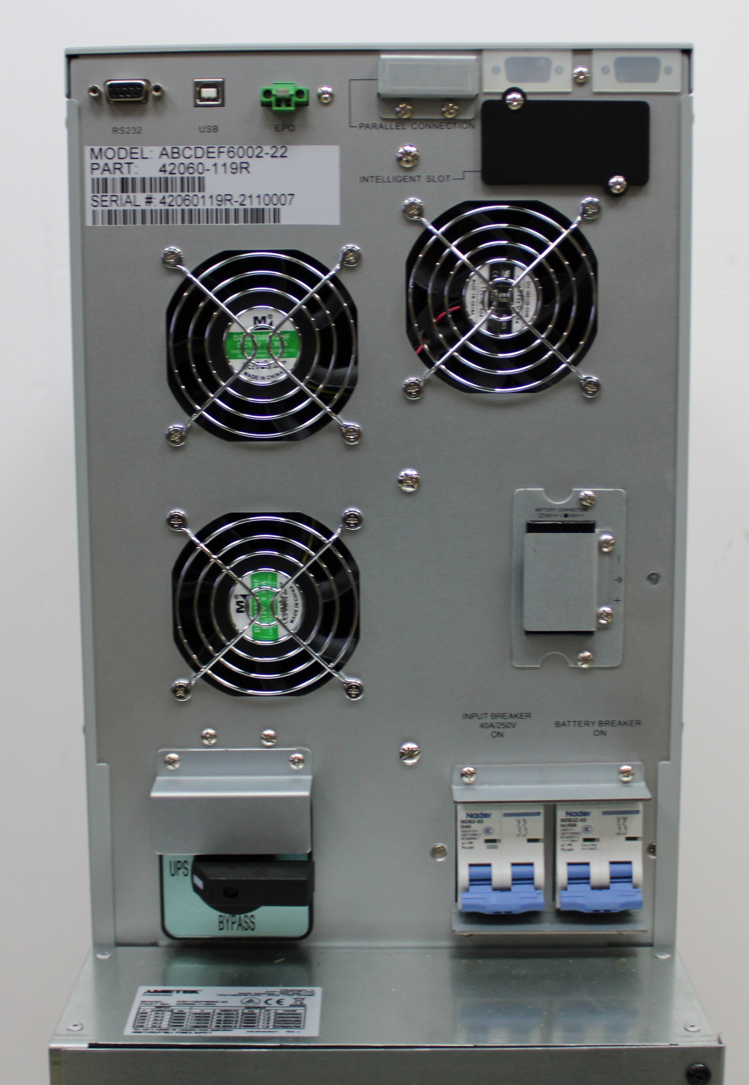 Powervar Security Plus II Power Supply UPS ABCDEF6002-22 6000 VA