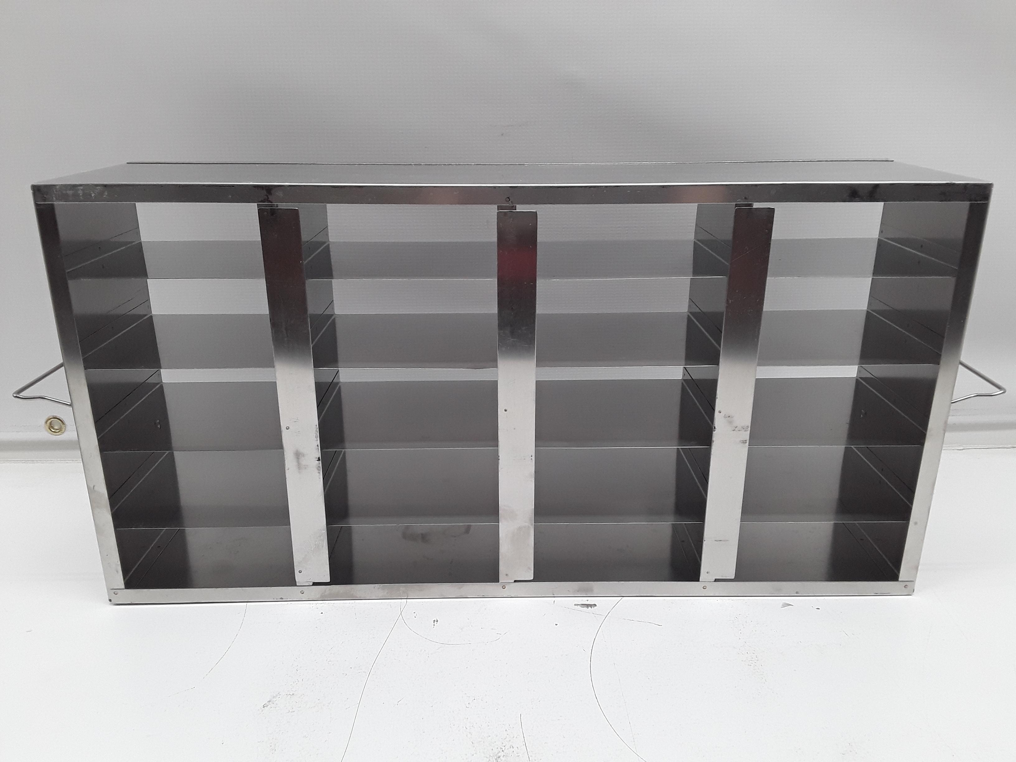 Unknown Stainless Steel Laboratory Freezer Rack Cryo Boxes 20 Slots