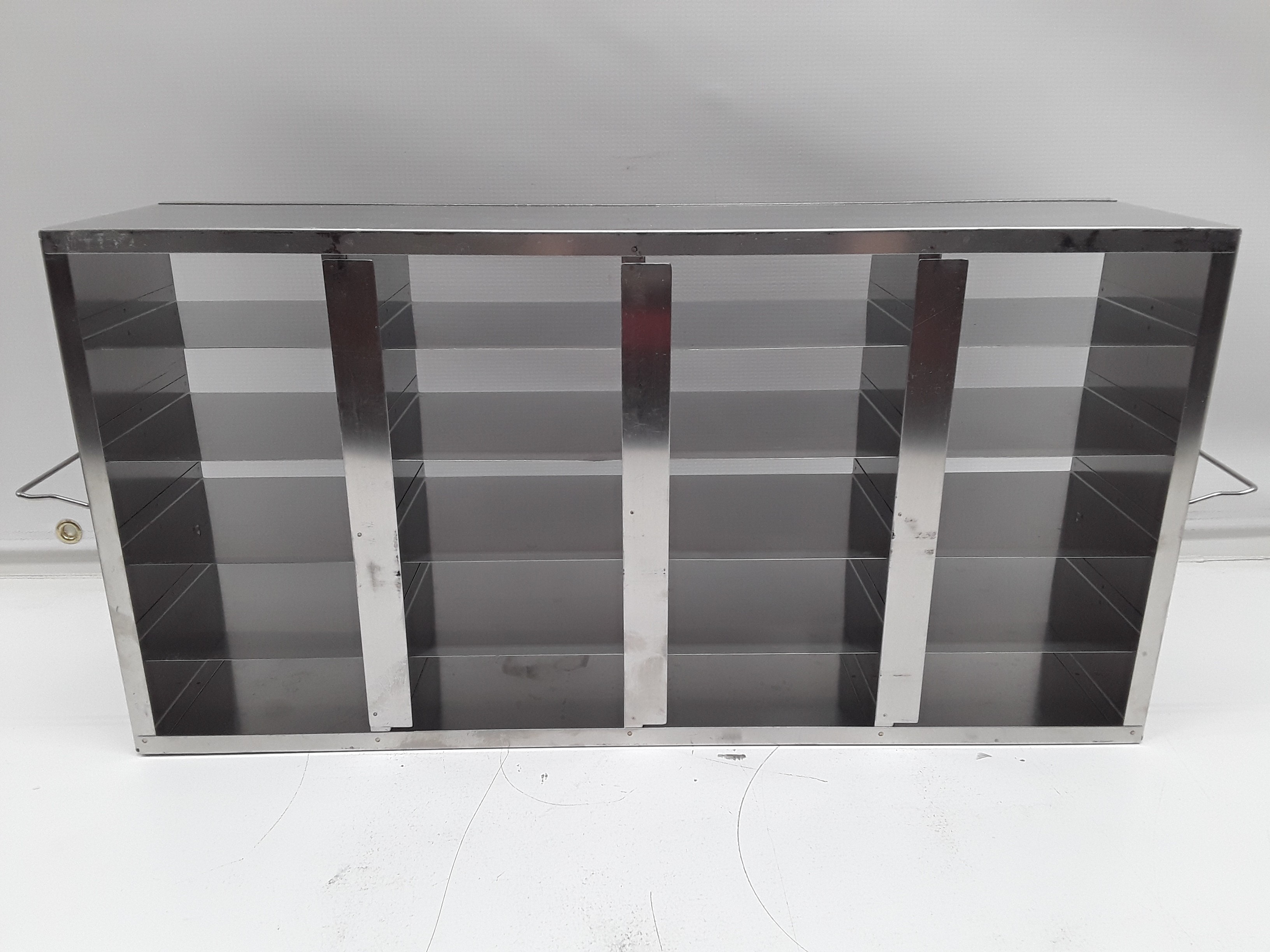 Unknown Stainless Steel Laboratory Freezer Rack Cryo Boxes 20 Slots