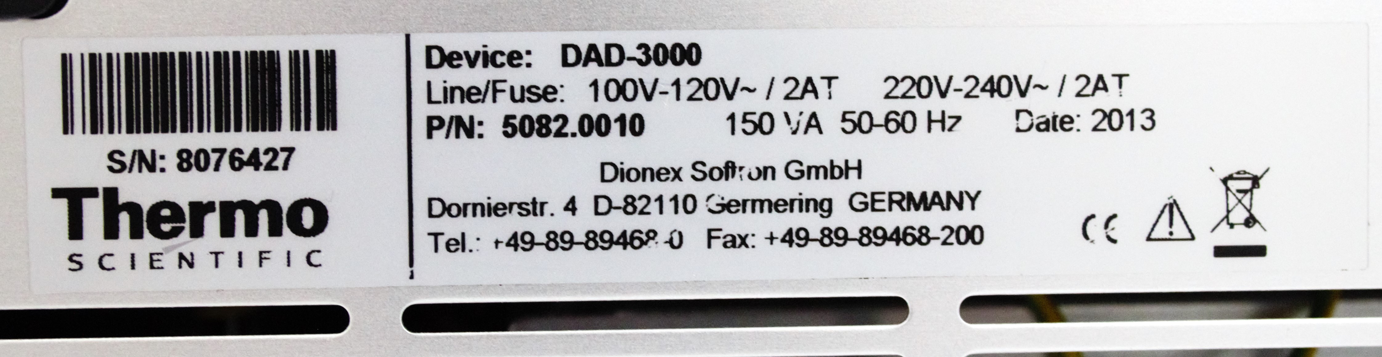 Thermo DAD-3000 Diode Array Detector HPLC UV-vis 200Hz Single-Beam