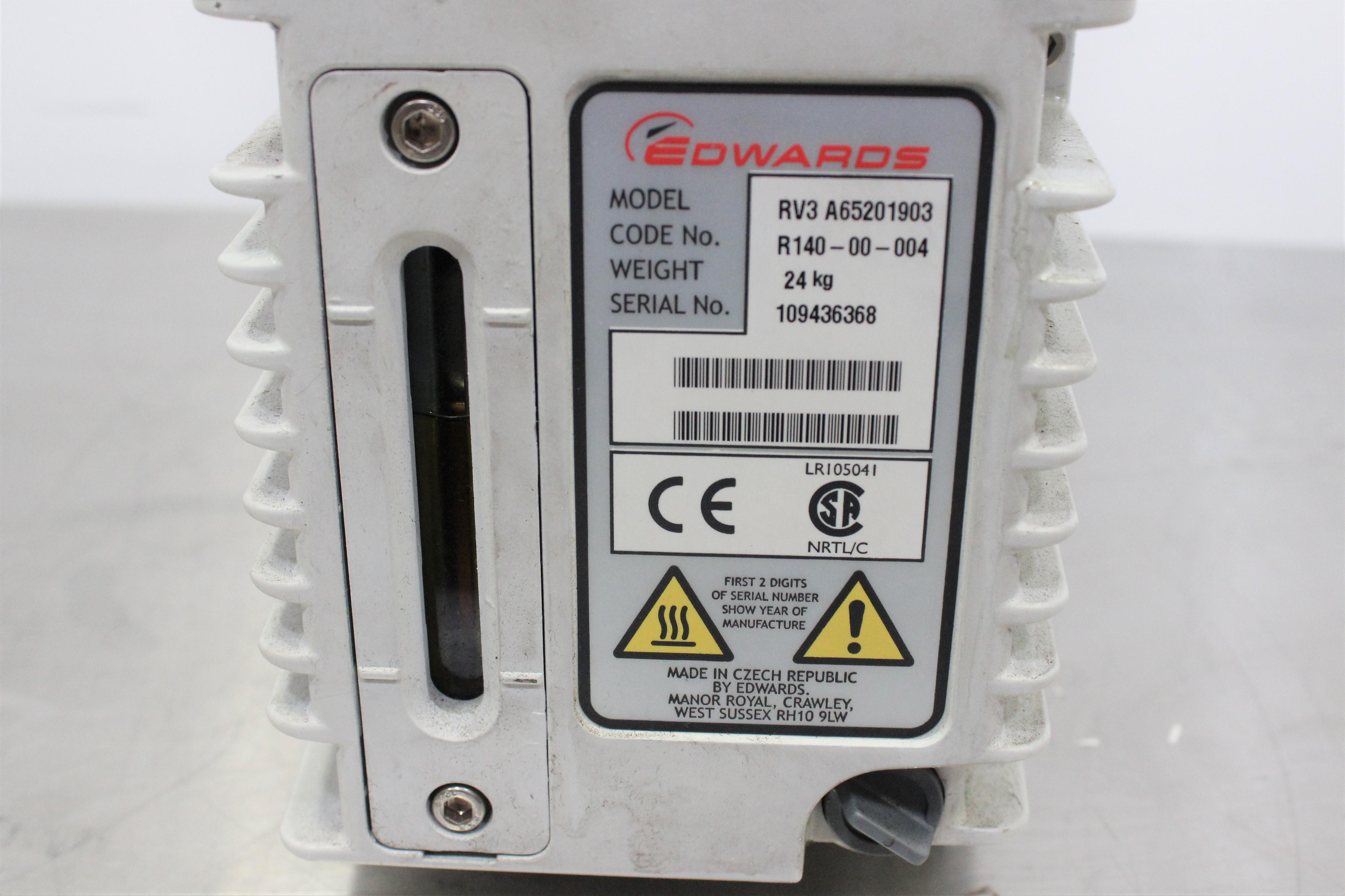 Edwards RV3 A65201903 Mechanical Vacuum Pump Dual Stage Quiet 48dBA