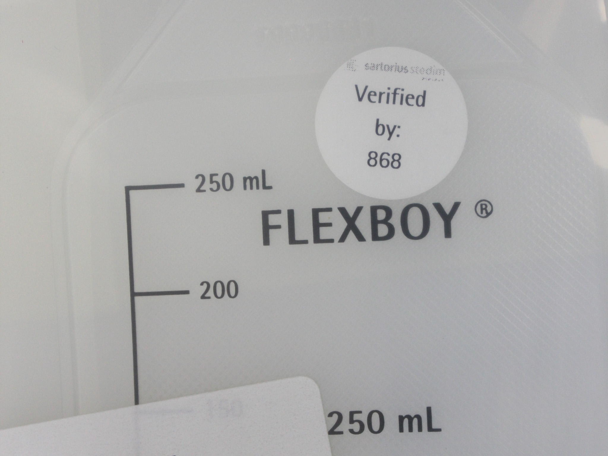 Sartorius Flexboy FBS250LU BioProcessing Bag 250 mL 50 pcs Gamma Sterilized