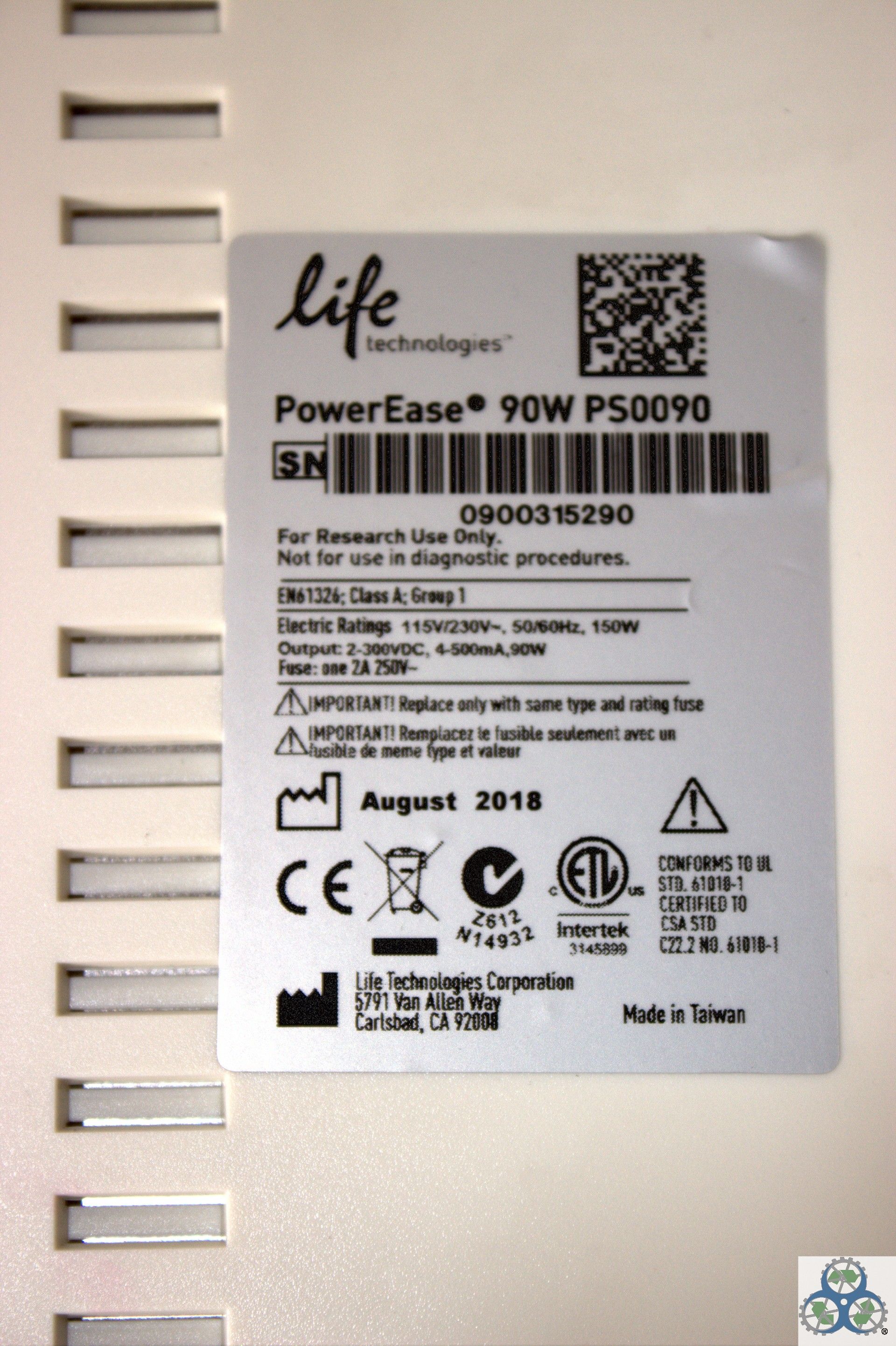 LifeTech PowerEase 90W Electrophoresis Power Supply 115V 50Hz 60Hz