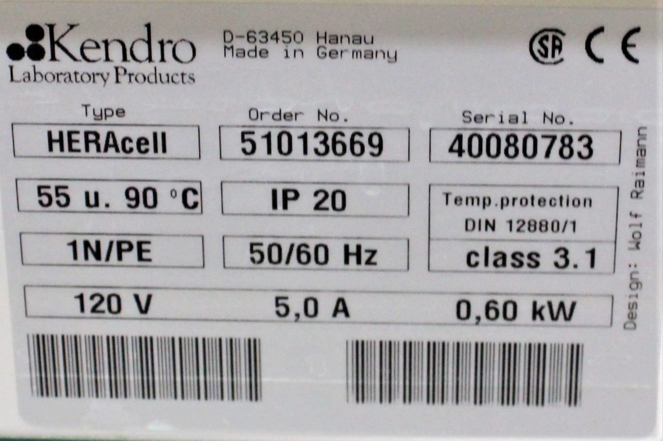 Kendro HERAcell 51013669 CO2 Incubator Cell Tissue Cultures 5.4 cu ft Used