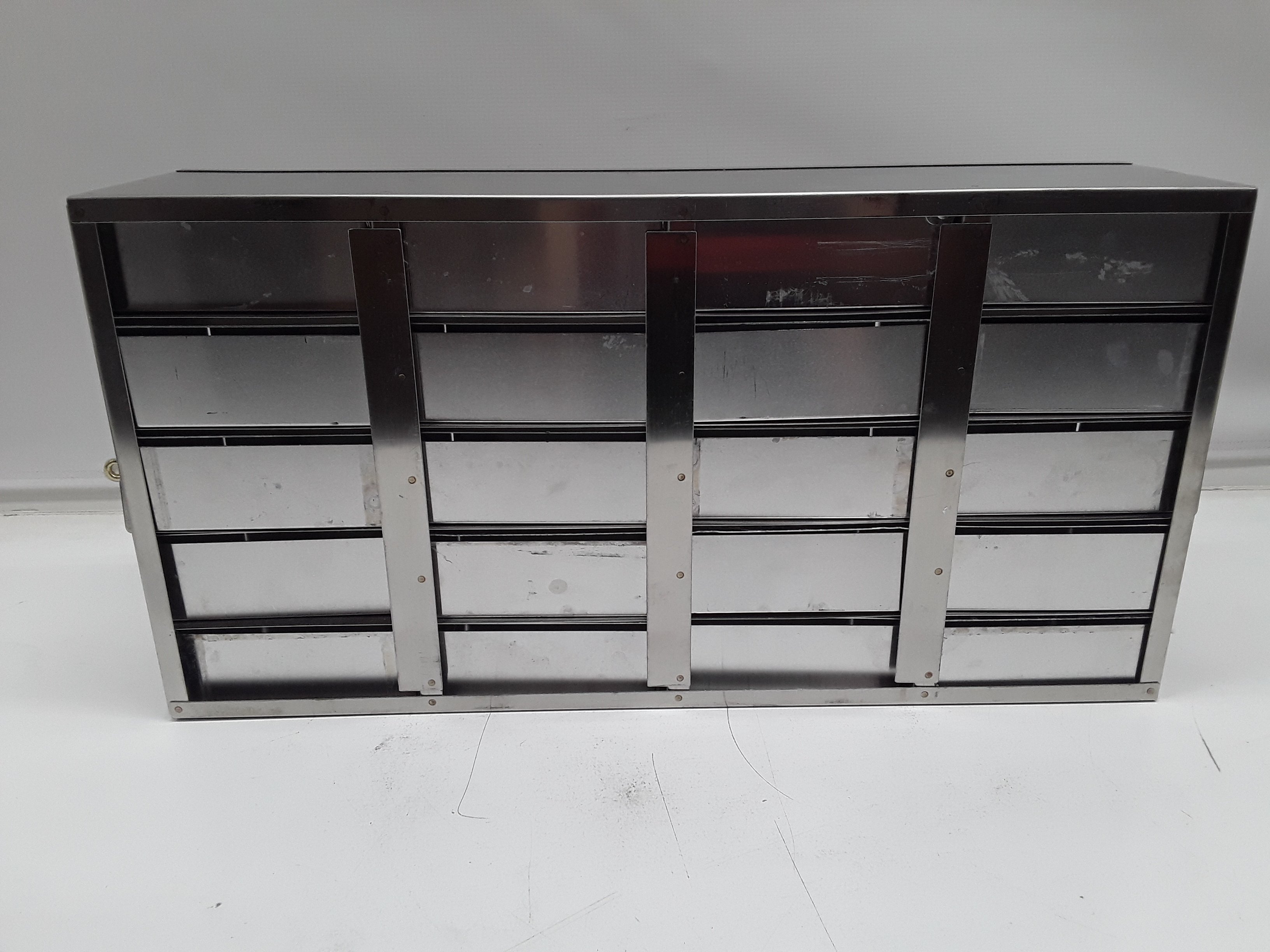 Unknown Stainless Steel Laboratory Freezer Rack Cryo Boxes Hold 20 Boxes Storage