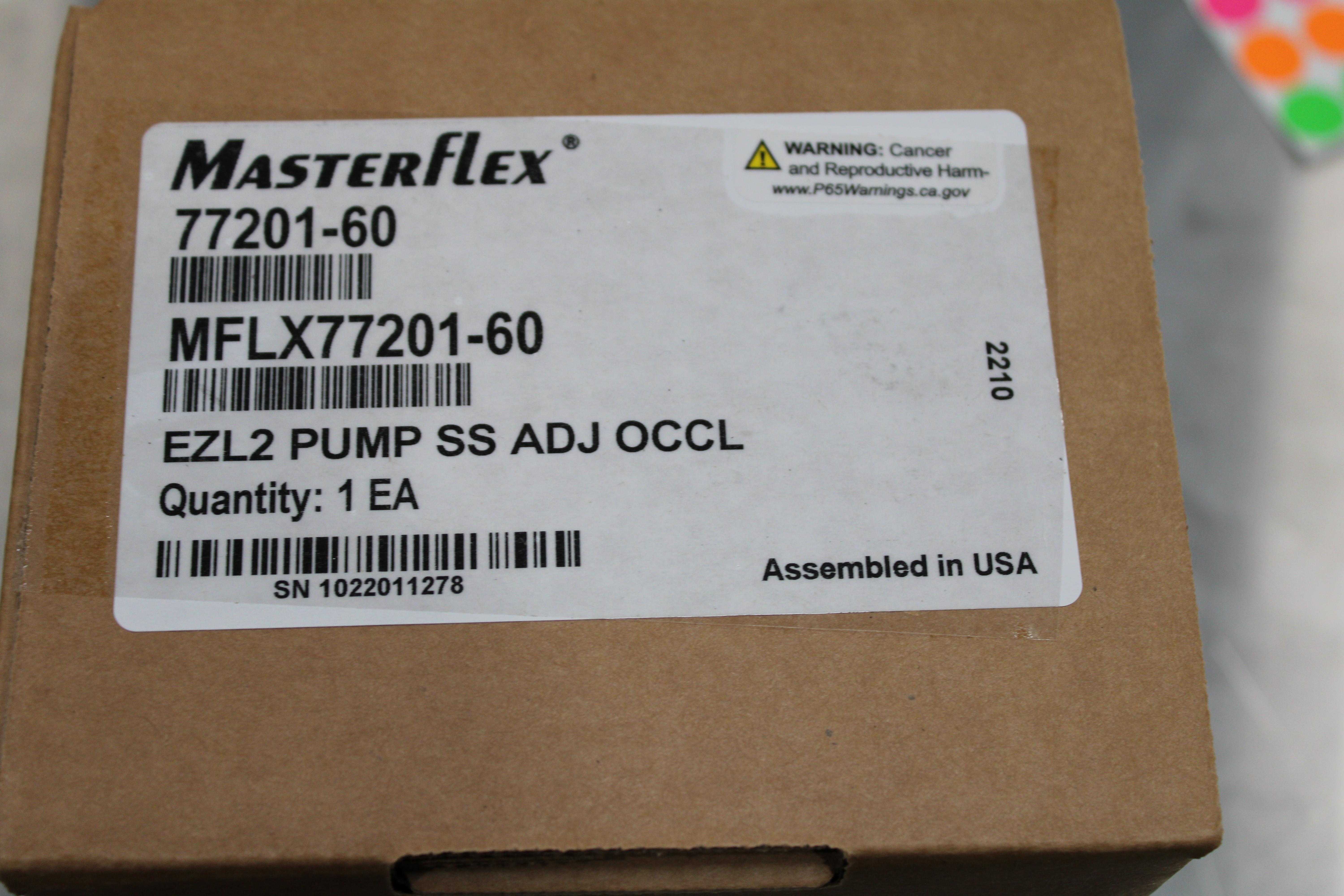 MasterFlex 77201-60 Pump Head Peristaltic 2300ml/min Adjustable Occlusion