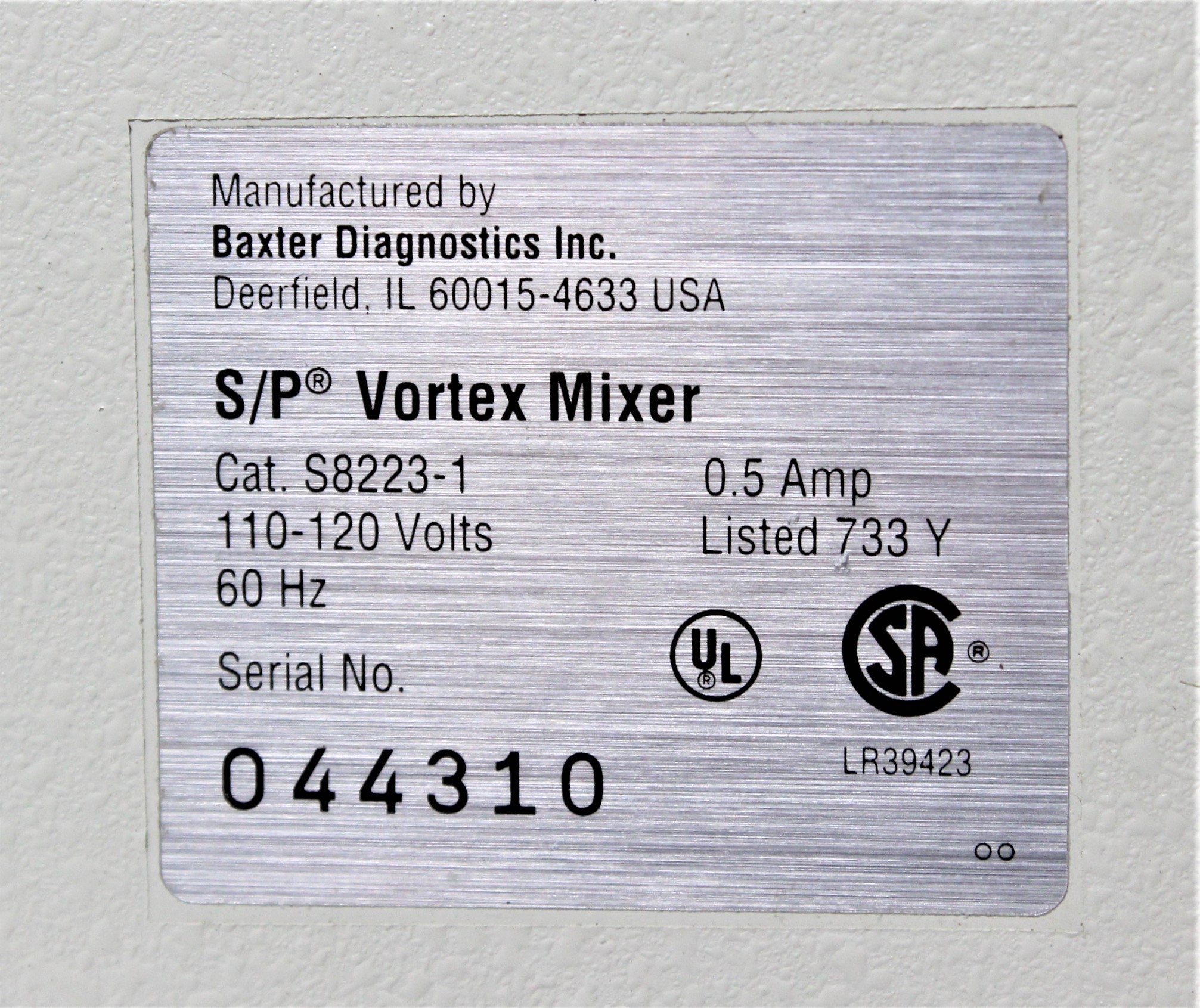 Baxter Vortex Mixer S8223-1 Lab Shaker 500-3000 RPM Variable Speed
