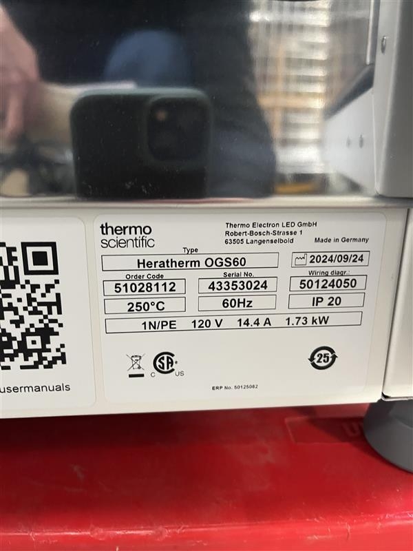 Thermo Heratherm OGS60 Laboratory Oven 60L Capacity for Precise Heating