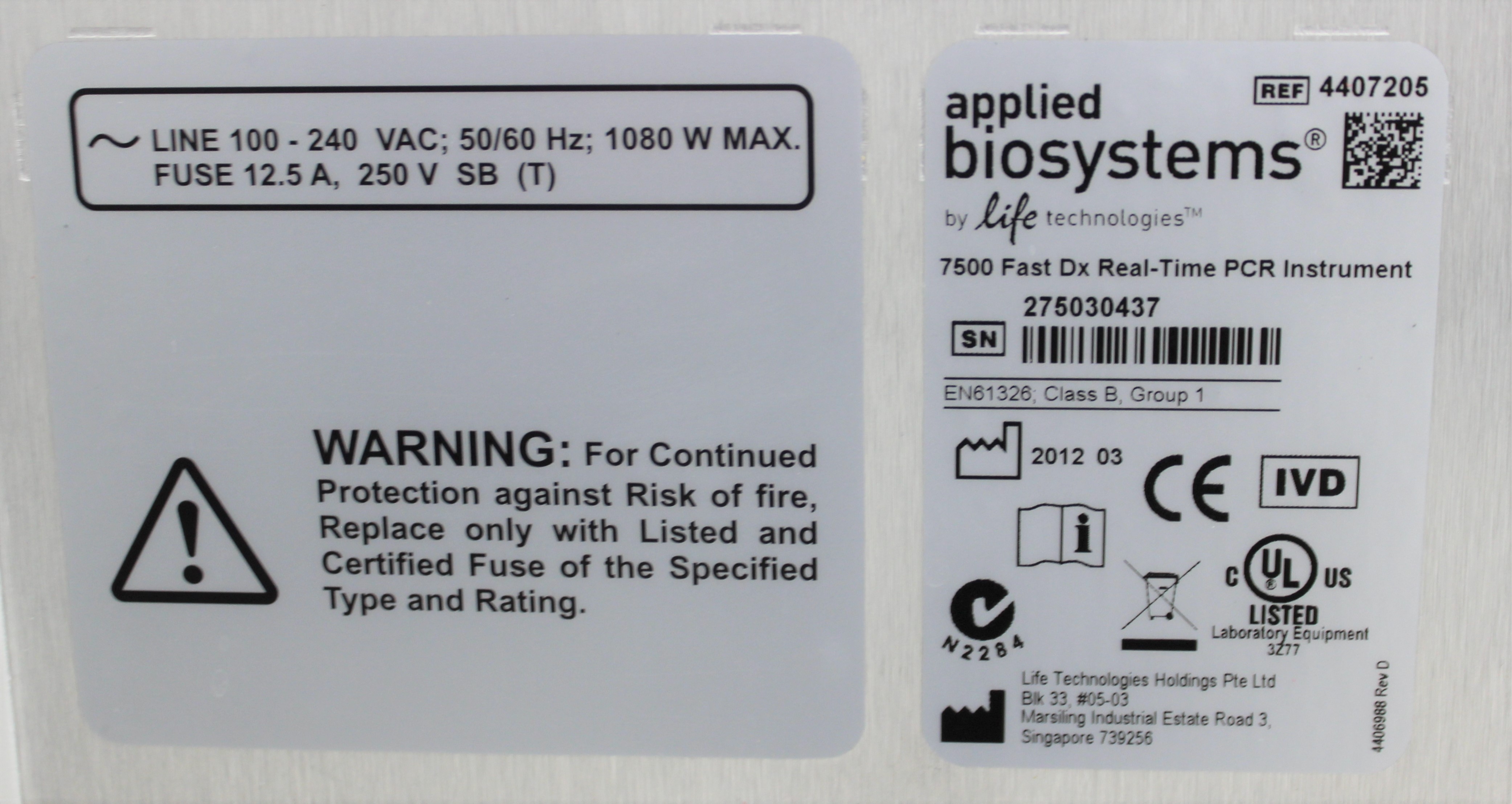 ABI 7500 Fast Dx Real-Time PCR Molecular Biology High Performance Unit