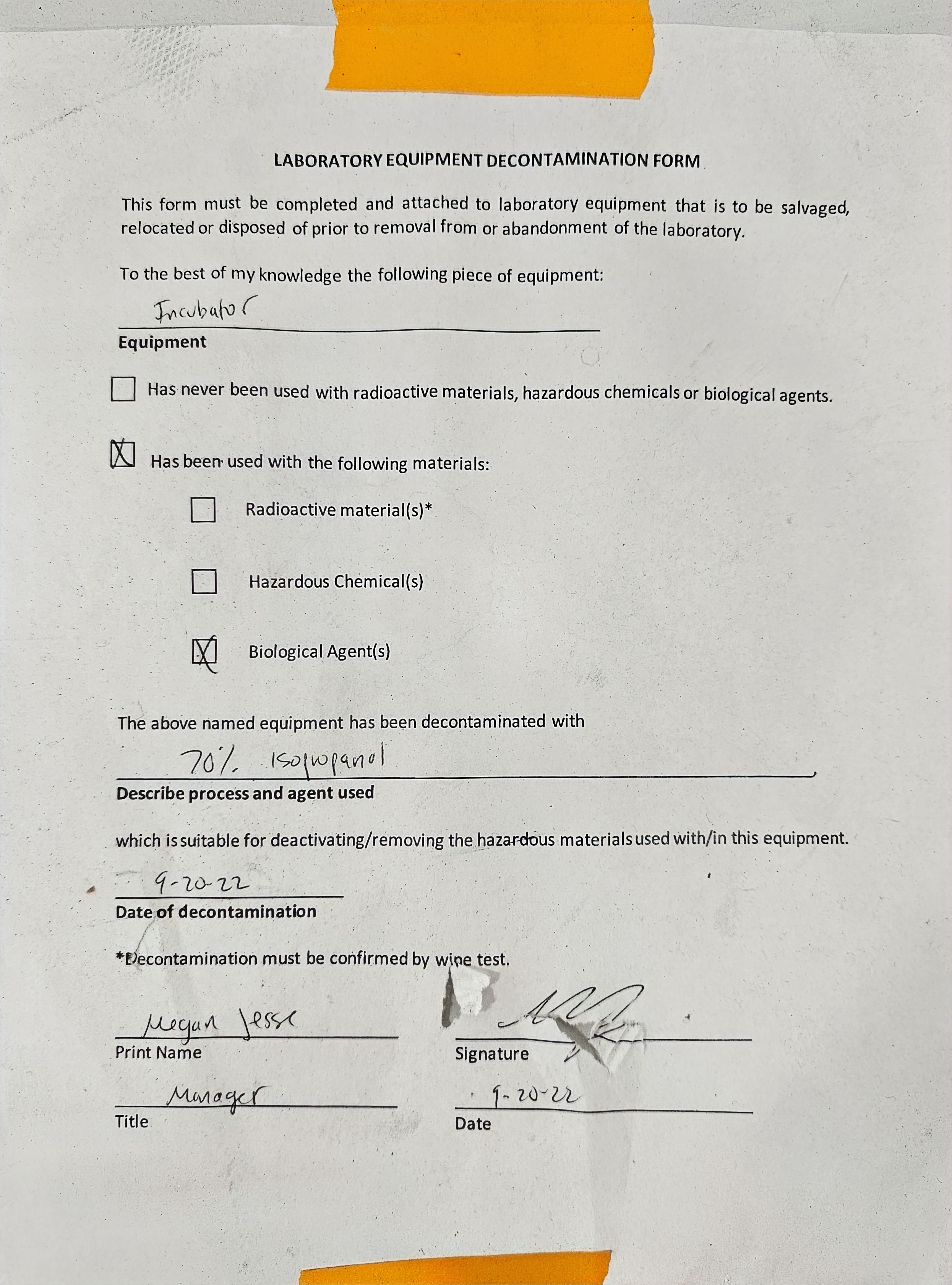 Thermo HeraTherm IGS180 Incubator Lab Device 5-75C General Protocol