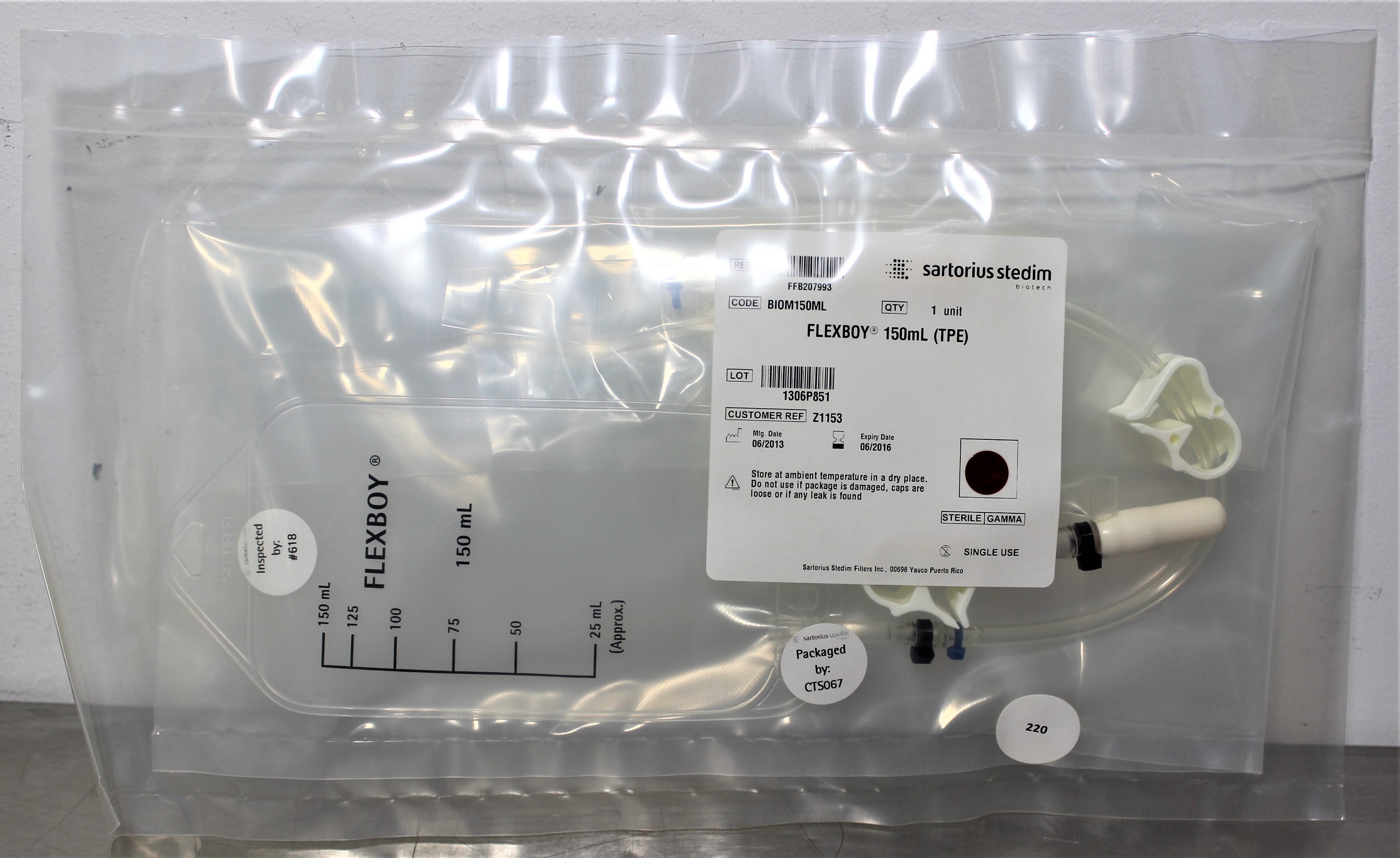 Sartorius Flexboy Bioprocess Bag 150mL Single-Use Sterile Pipetting System