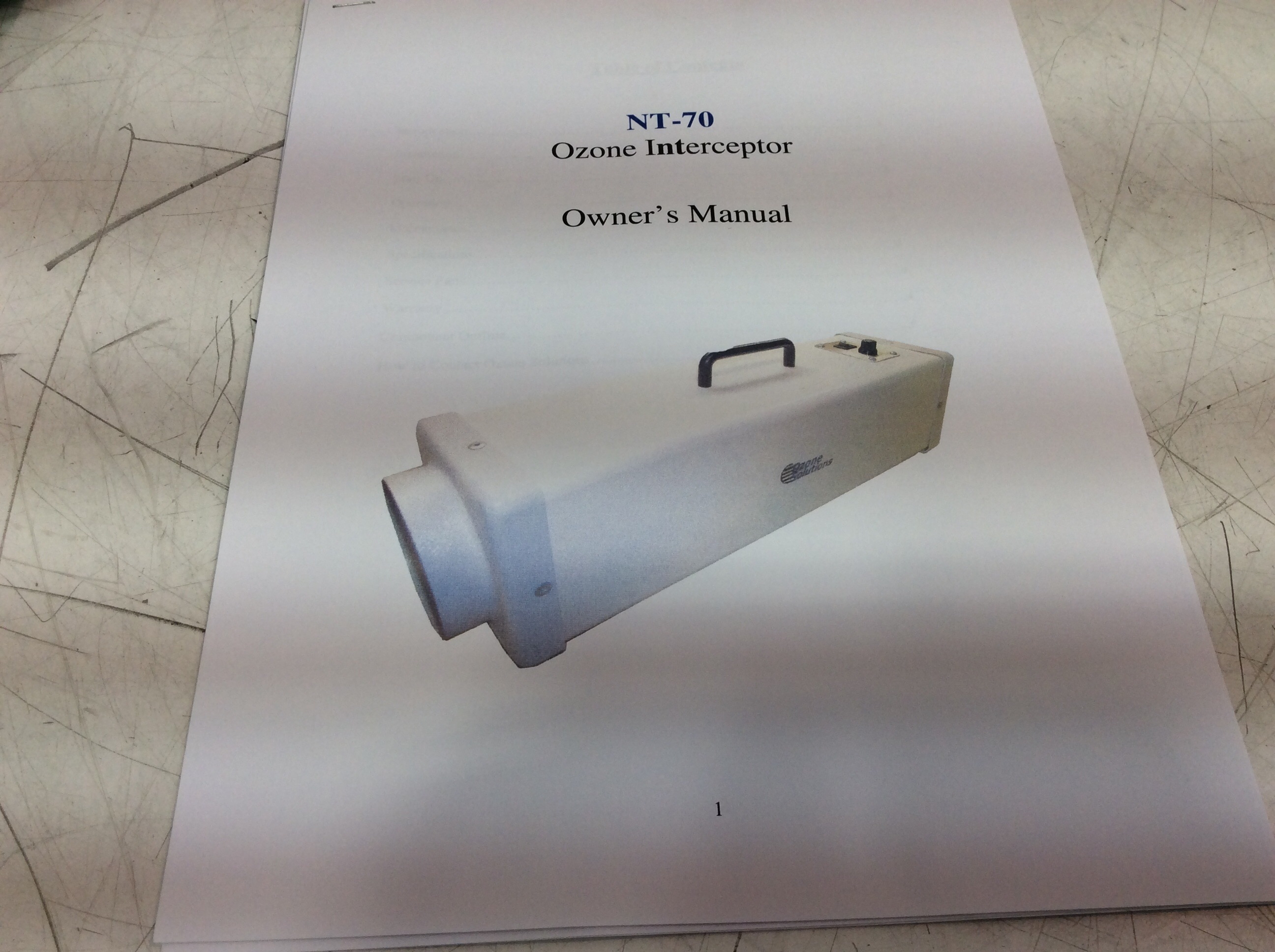 Ozone NT-70 High Flow Ozone Destruct Unit 120V 50/60Hz Used Turnkey