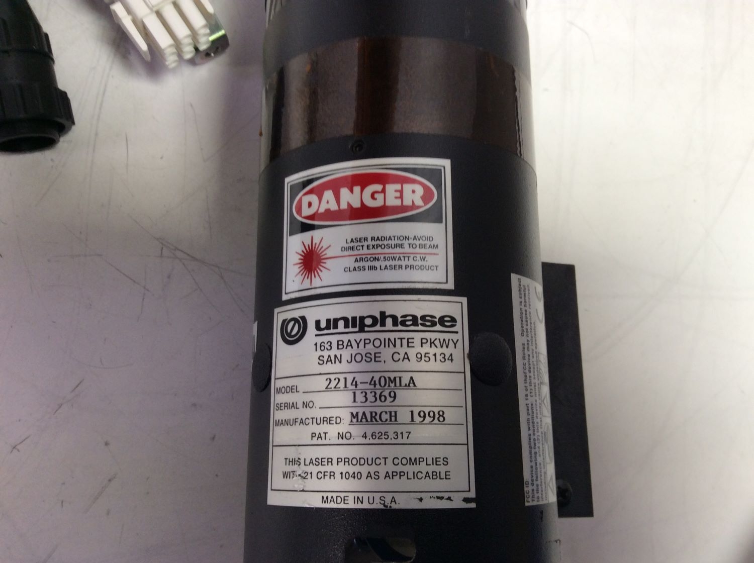 Uniphase 2214-40MLA Blue Argon Ion Laser Head - Used, Fair Condition