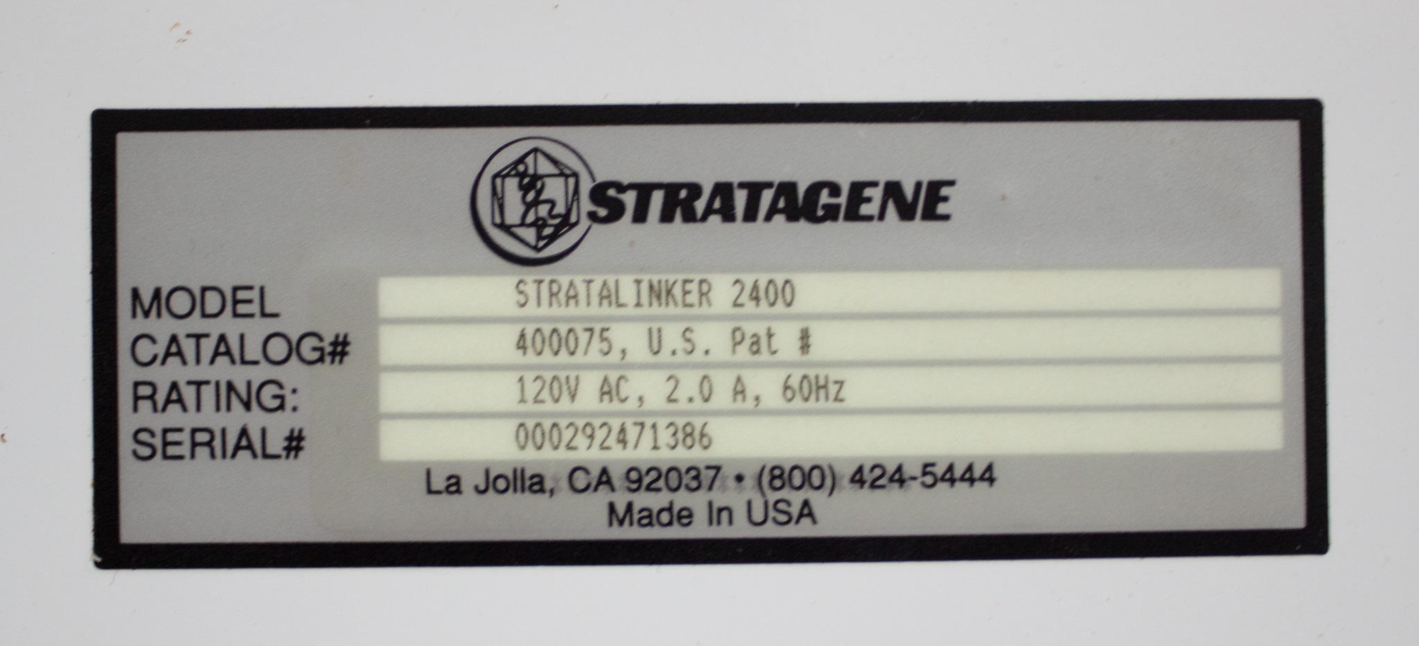 Stratagene Stratalinker 2400 UV Crosslinker Molecular Biology Salvage