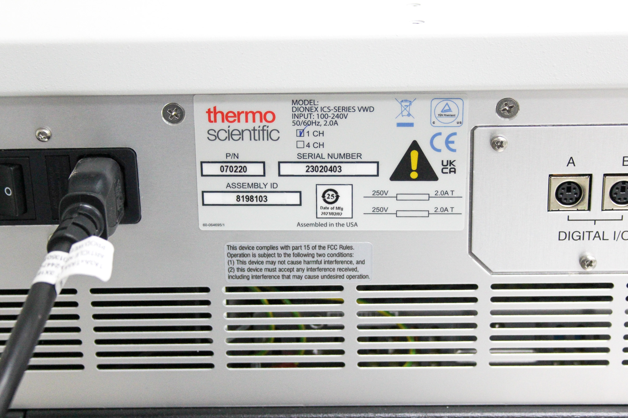 Thermo Dionex ICS VWD Detector Dual-Beam UV-Vis 190-900nm Used