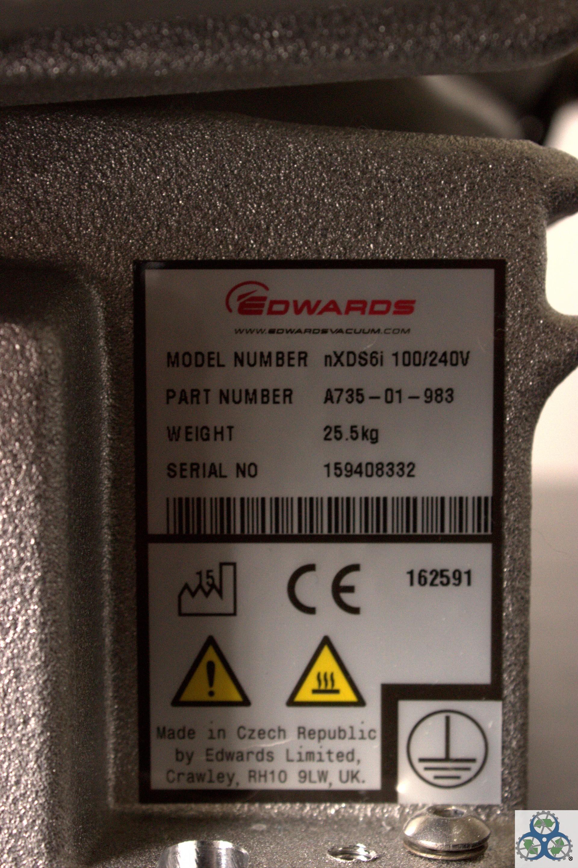 Edwards NXDS61 Dry Scroll Vacuum Pump 6.2m3h 200mbar Condensable Vapours