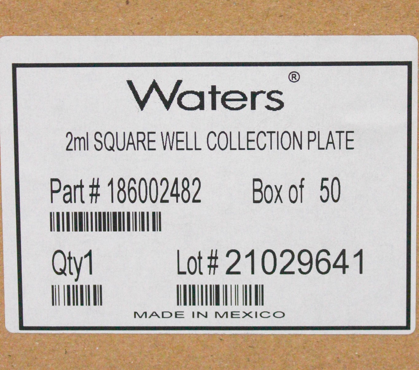 Waters Lot 21029641 2ml Collection Plate SBS/ANSI 96-Well Medical-Grade
