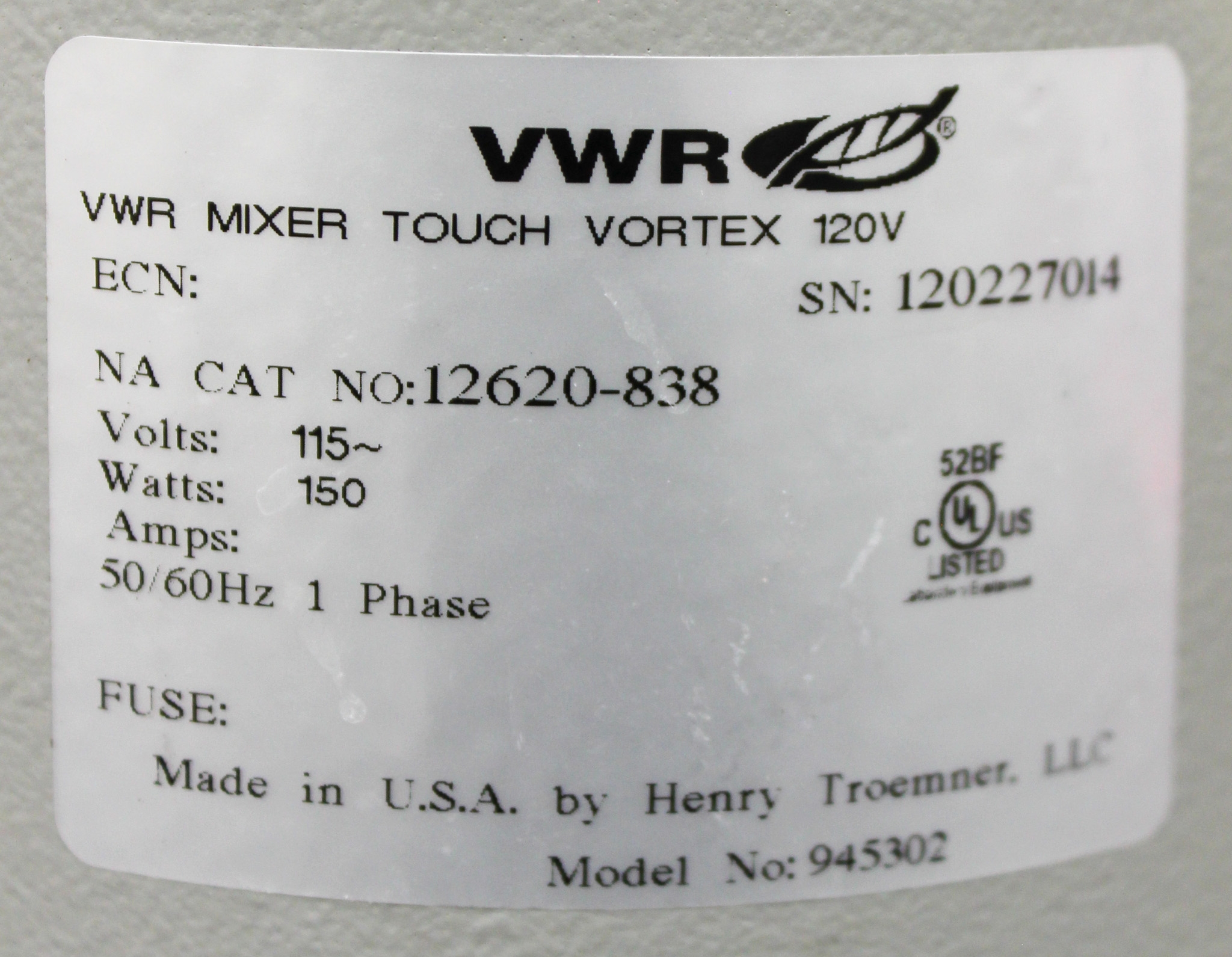 VWR Fixed Speed Touch Mini Vortex Mixer 3200RPM 120V Touch Activation