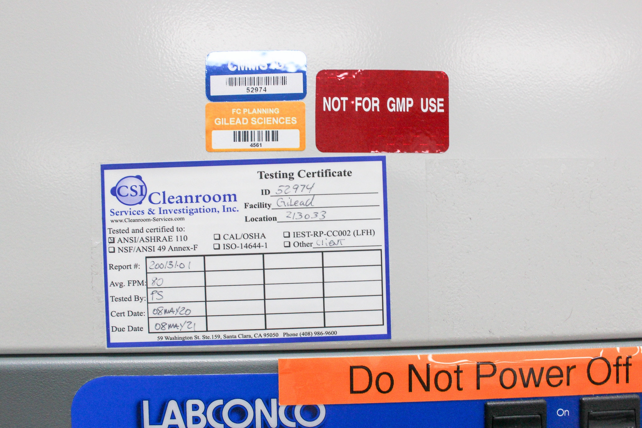 Labconco XPert 6' Filtered Balance System HEPA Ergonomic Enclosure Used