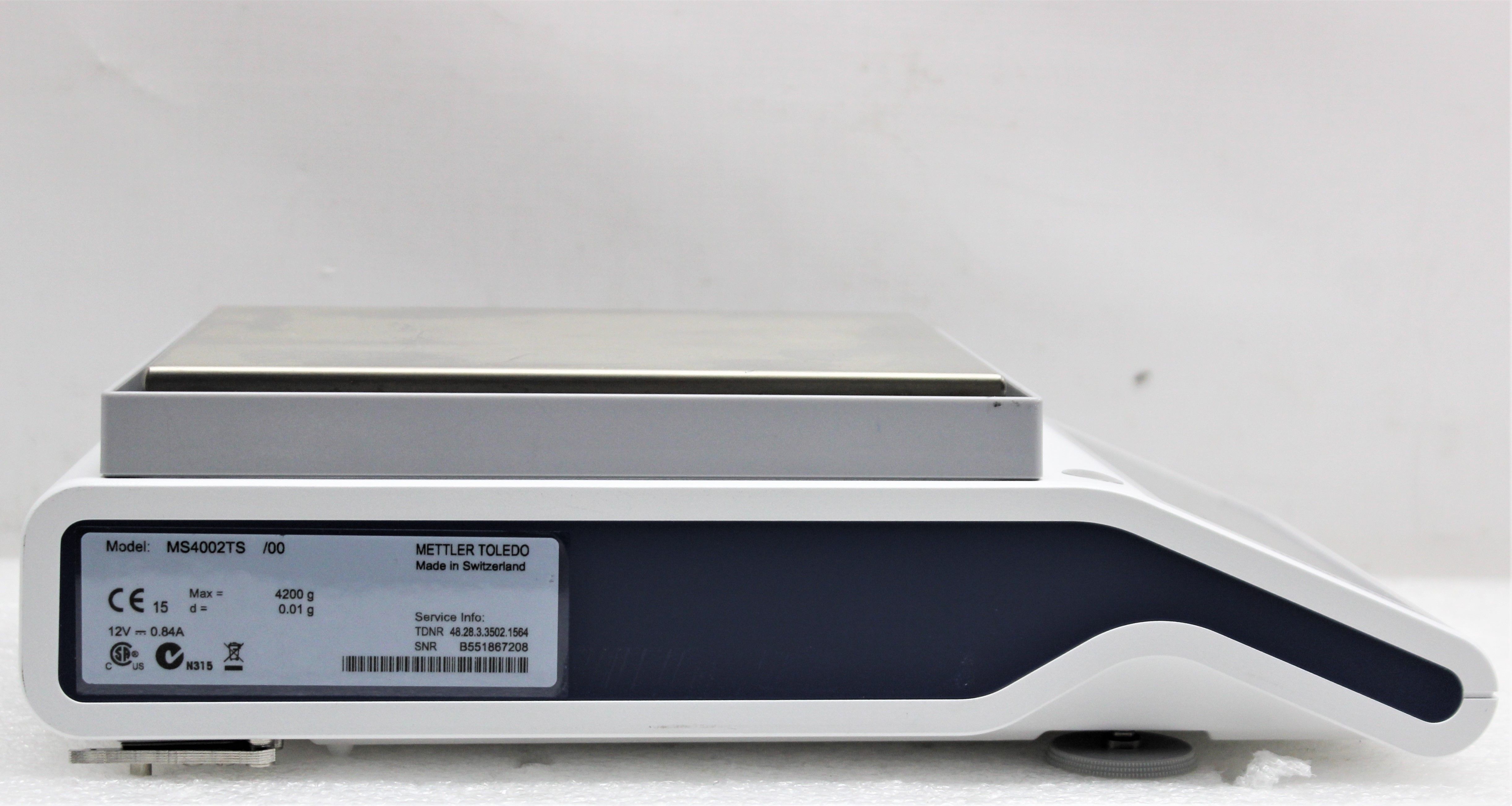 Mettler-Toledo MS4002TS Balance High-Capacity 4200g Touchscreen 0.01g Readability