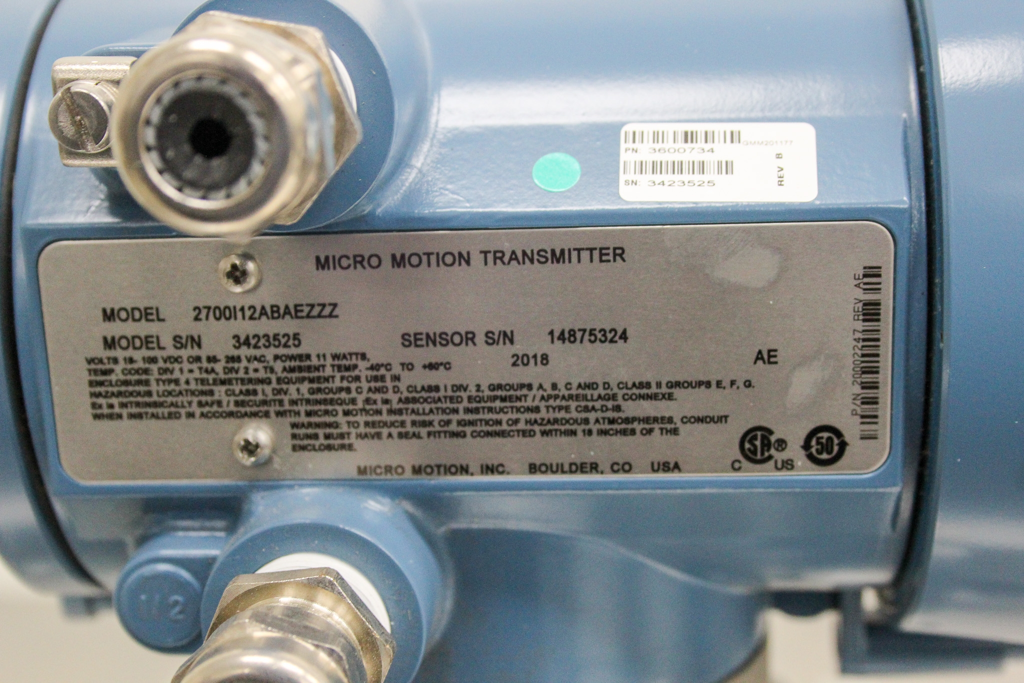 Micro Motion 2700 Transmitter Mass Flow Sensor Used Condition G No Cables