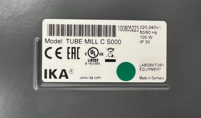 IKA Tube mill C S000 Laboratory Grinder, 5000-25000 RPM Variable Speed