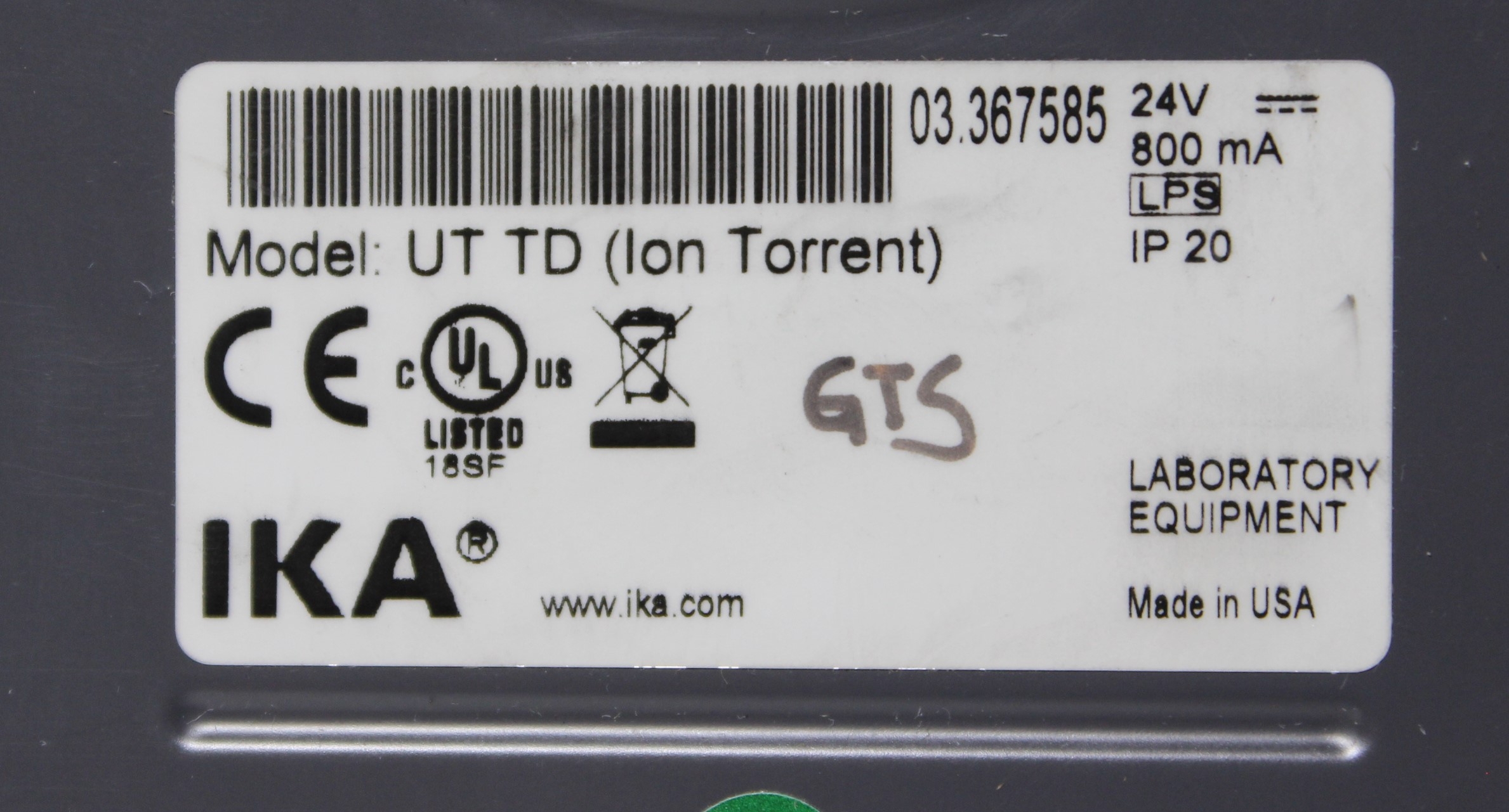 Ion Torrent UT TD 1100 Homogenizer Tube Drive 1100 RPM for Tissue Emulsification