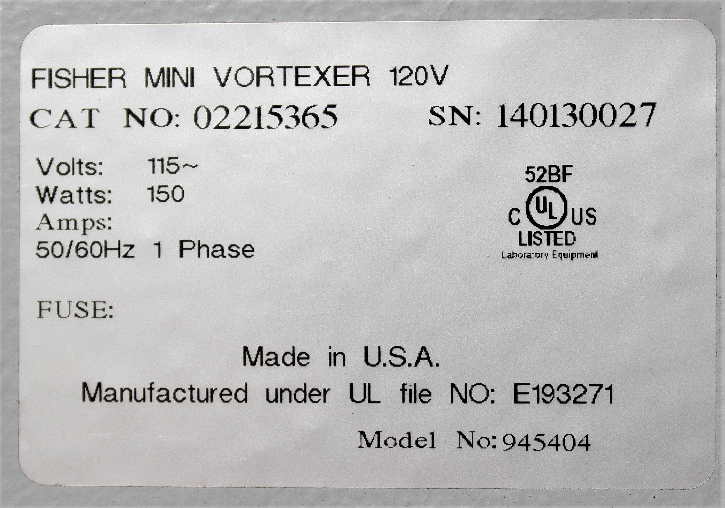 Fisher Vortex Mixer 02215365 Small Benchtop Variable Speed 3200 RPM Used