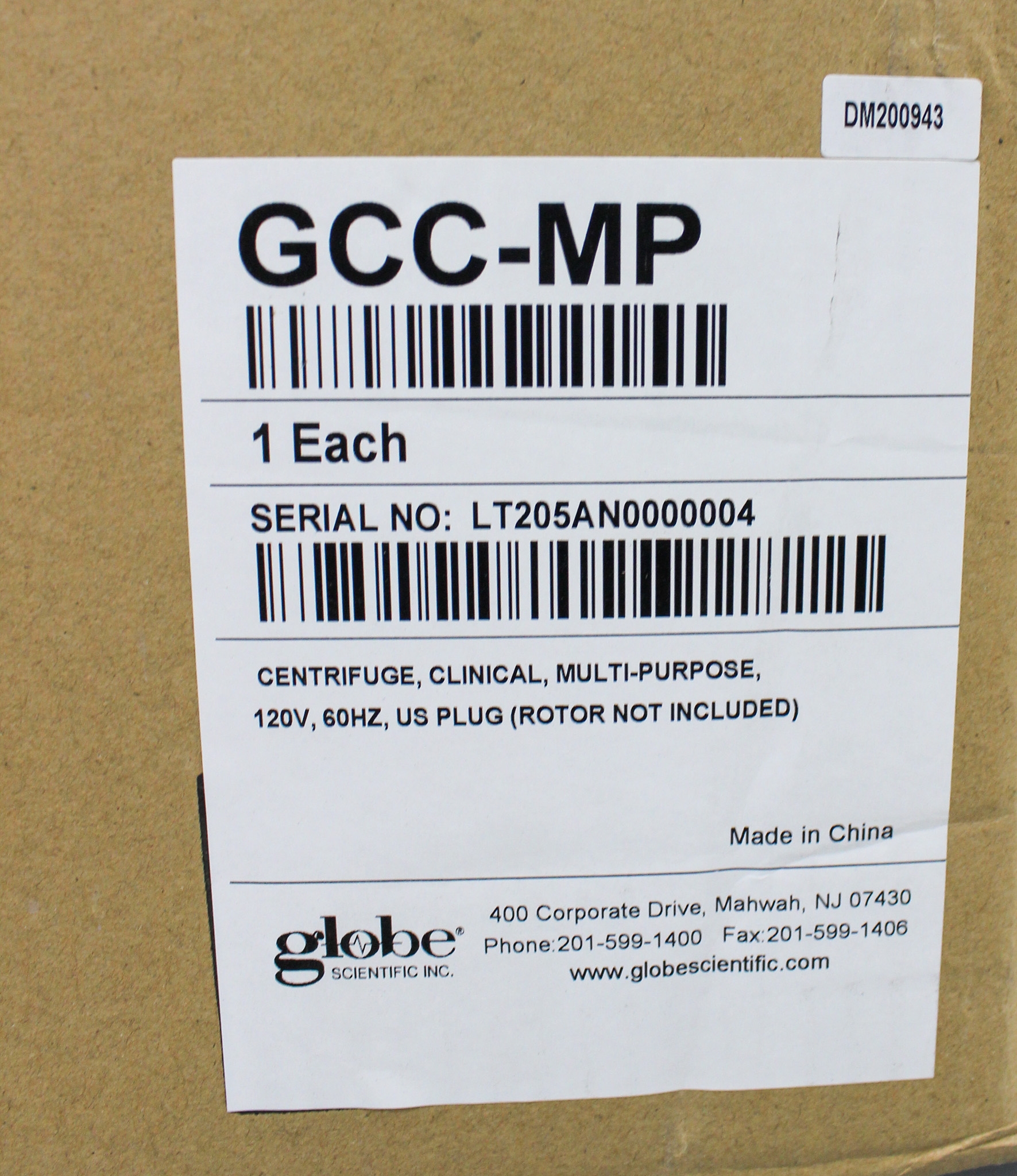 Globe Scientific Inc. GCC-MP Centrifuge 300-6000 RPM, 30-Place Rotor