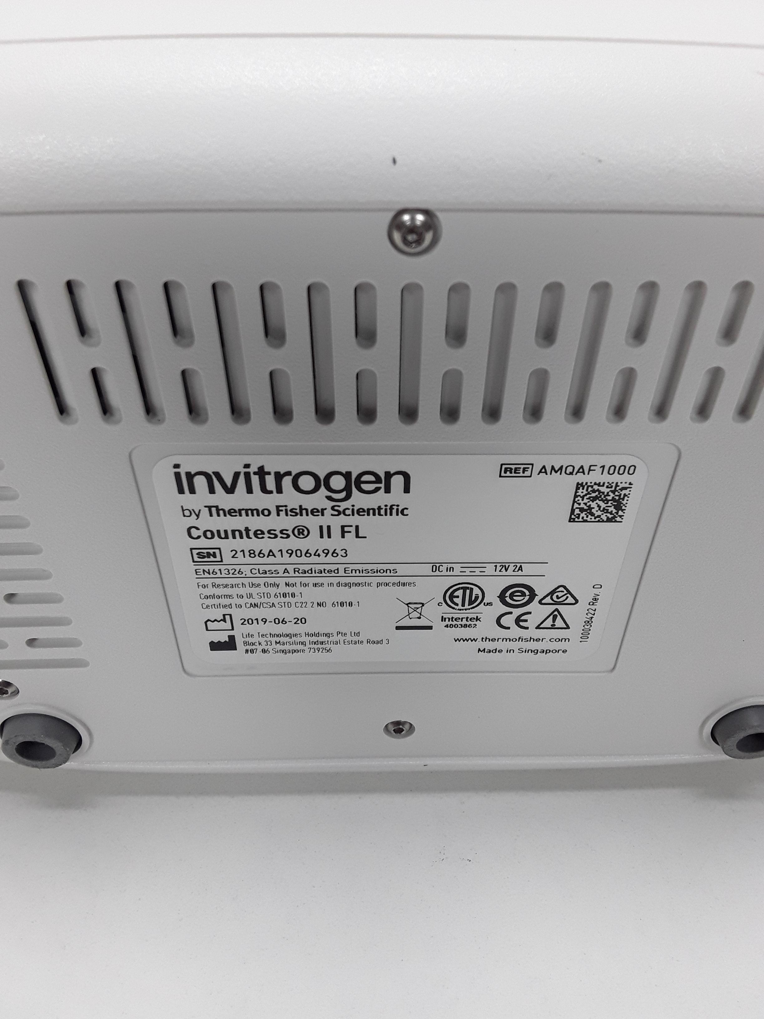 Invitrogen Countess II FL Cell Counter 760m 10sec Assay 2FL Channels