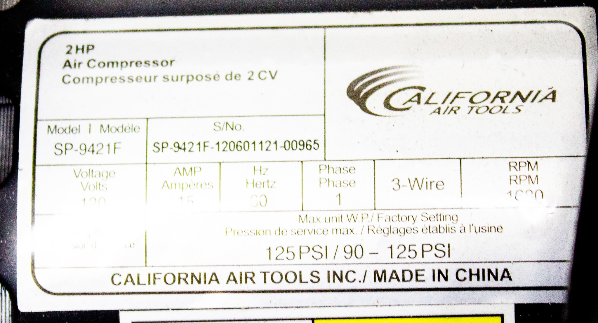 California 20020AD Quiet Oil-Free Air Compressor Includes Air Dryer 5.3CFM